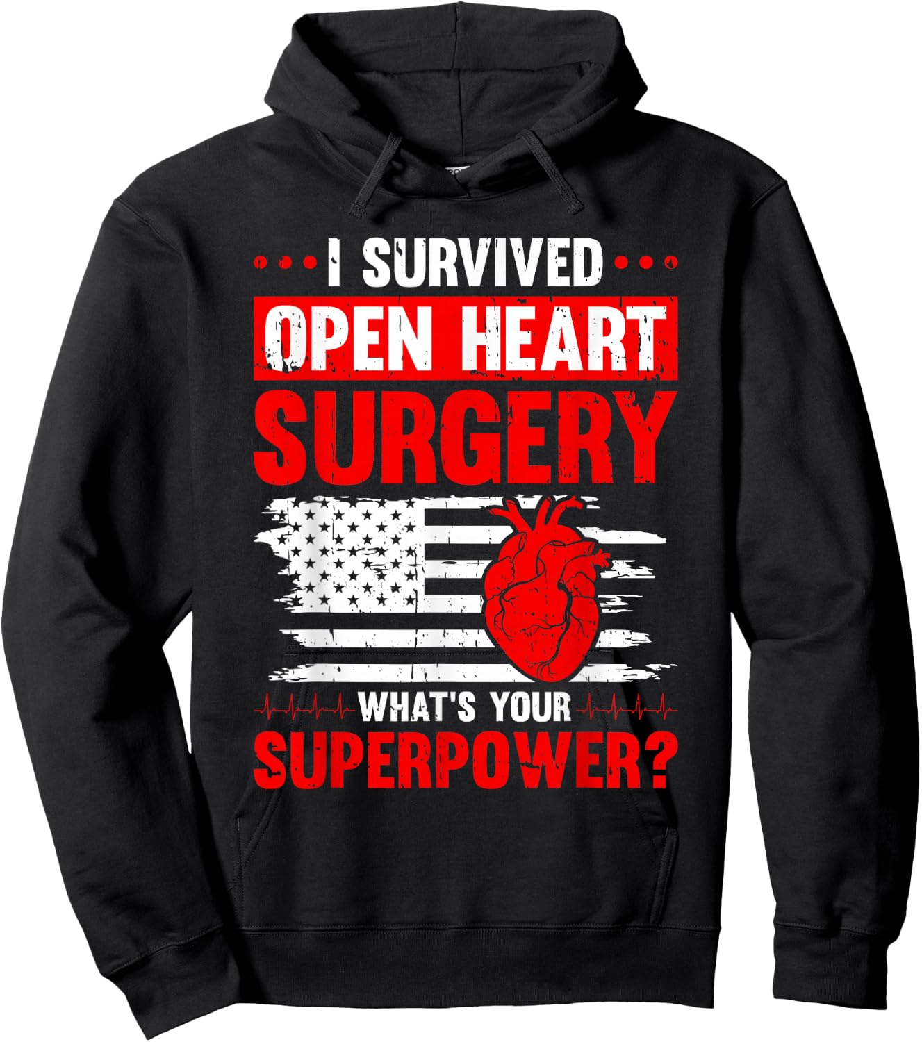 I Survived Open Heart Surgery Hoodie - Hoodie | Black
