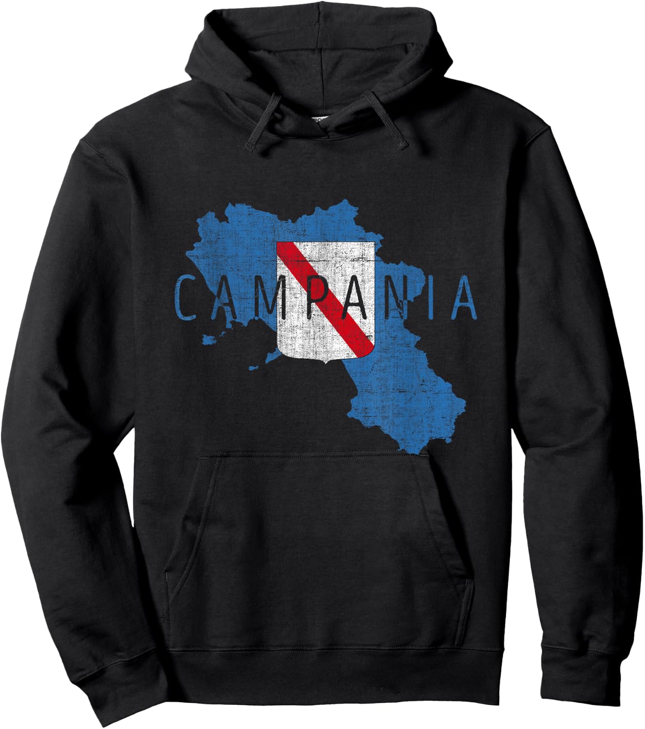 Campanian Map Word Art - Campania Italy Souvenir Hoodie - Hoodie | Black