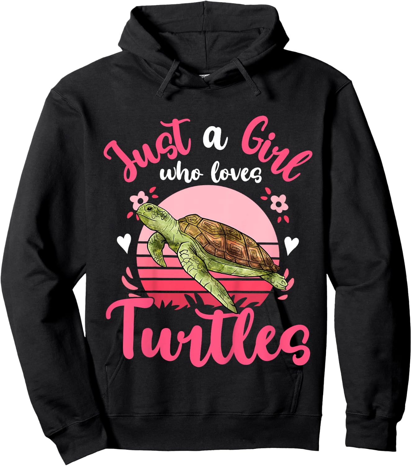 Kids Sea Turtle Just a Girl Who Loves Turtles Hoodie - Hoodie | Black