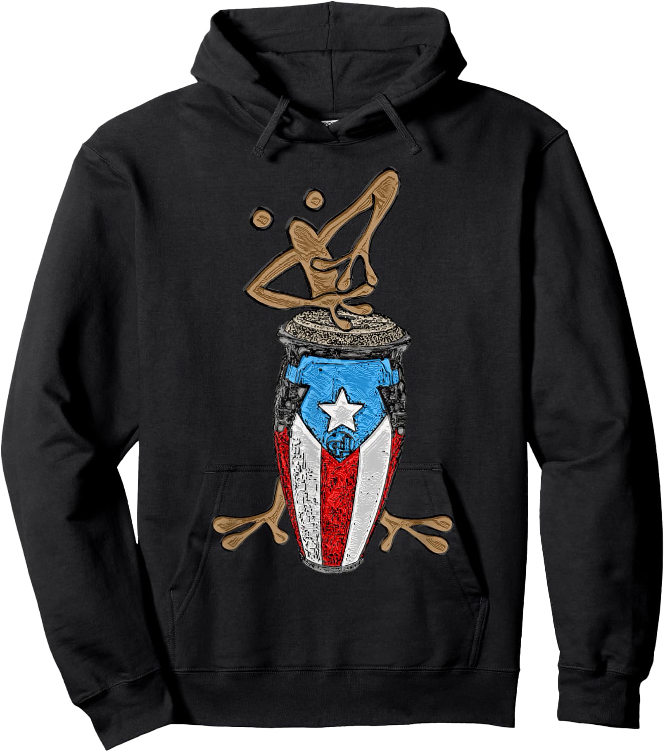 Coqui Taino Conga Boricua Puerto Rican Flag Gift Hoodie - Hoodie | Black