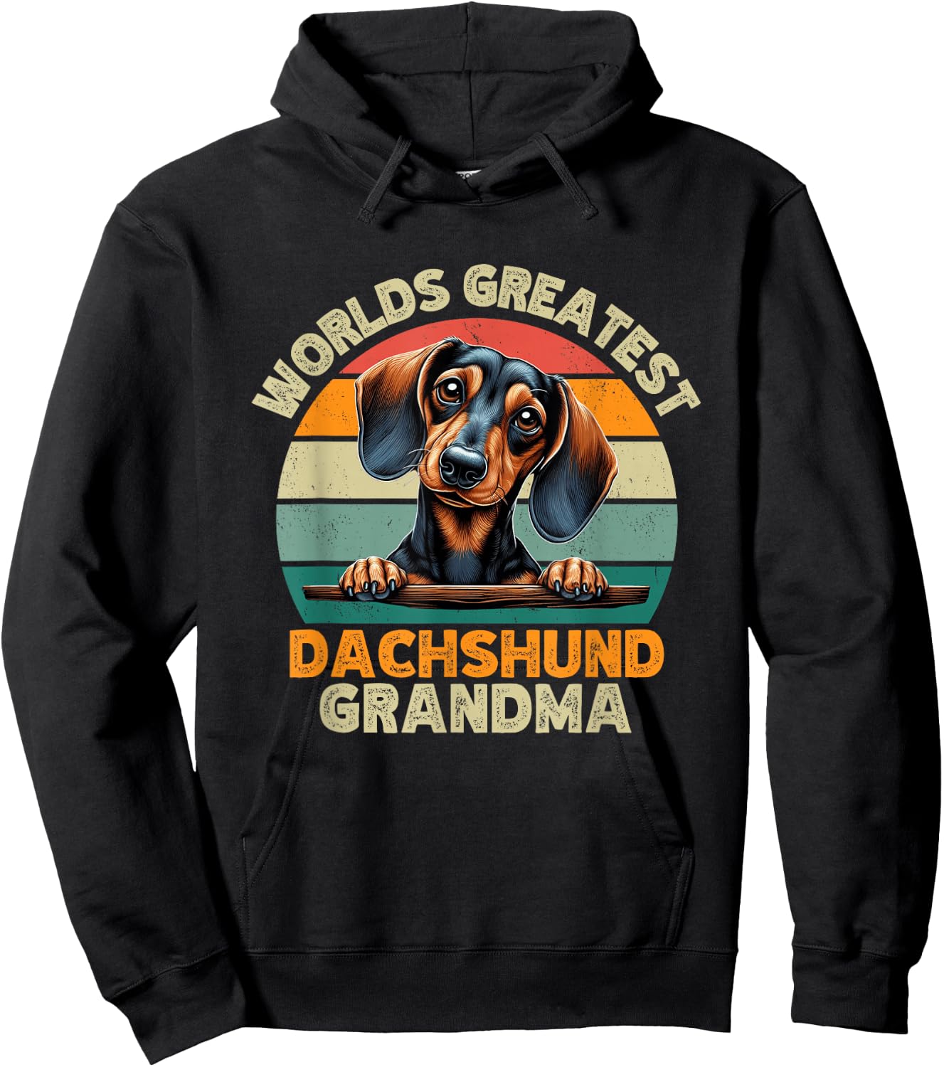 Worlds Greatest Dachshund Grandma Funny Retro Dog Owner Hoodie - Hoodie | Black