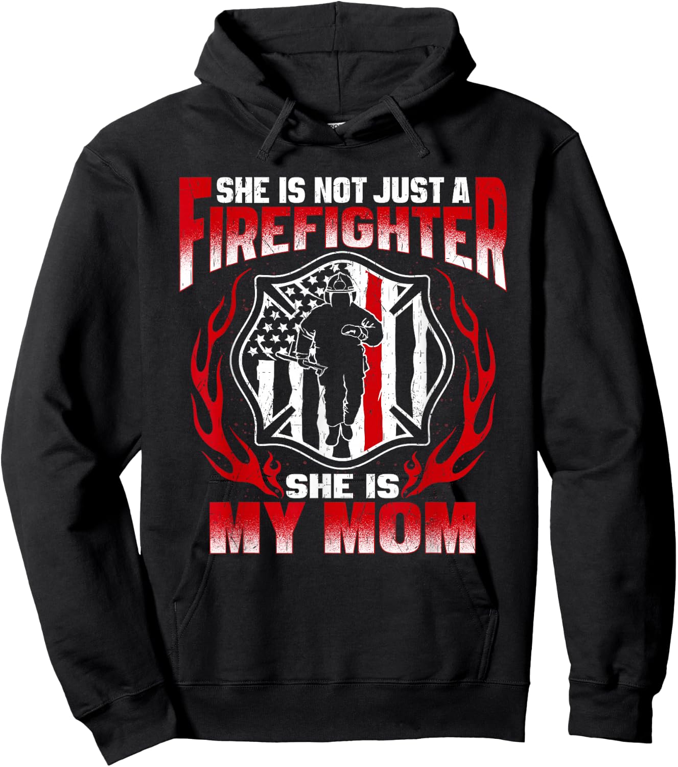 My Mom Is A Firefighter Hero Proud Fire Son Daughter Gifts Hoodie - Hoodie | Black