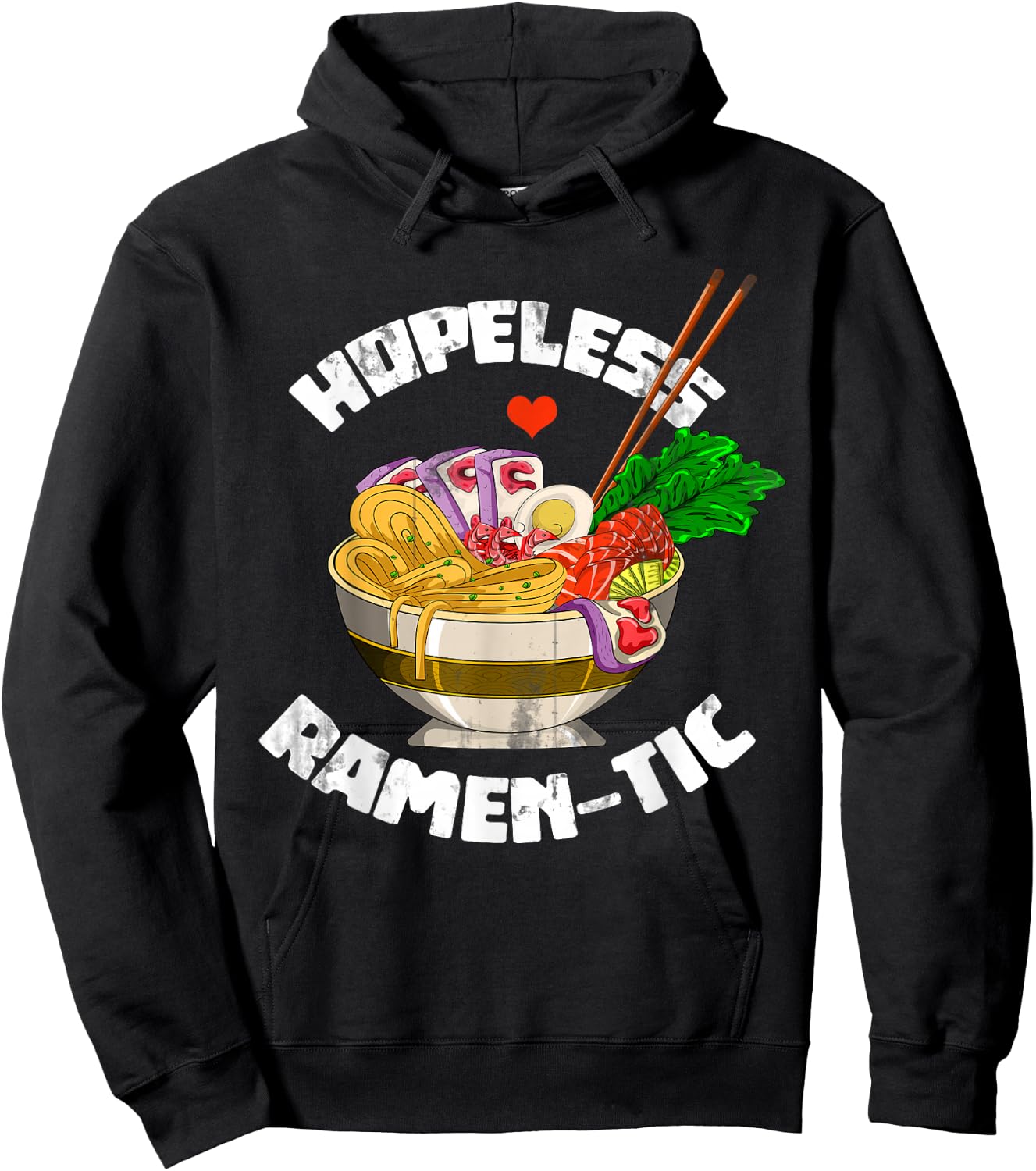 Valentines Day Gift Funny Japanese Noodle Kawaii Anime Ramen Small Hoodie - Hoodie | Black