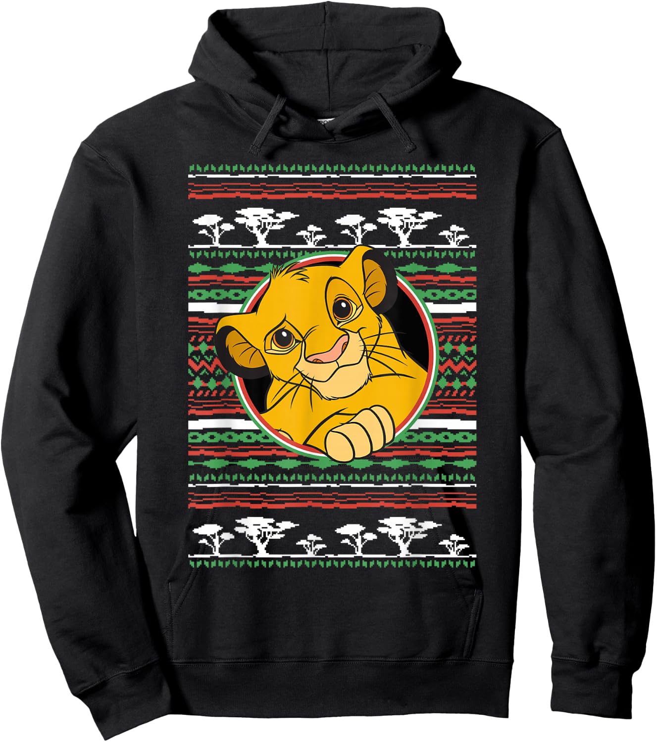 Disney The Lion King Simba Ugly Christmas Sweater Holiday Hoodie - Hoodie | Black