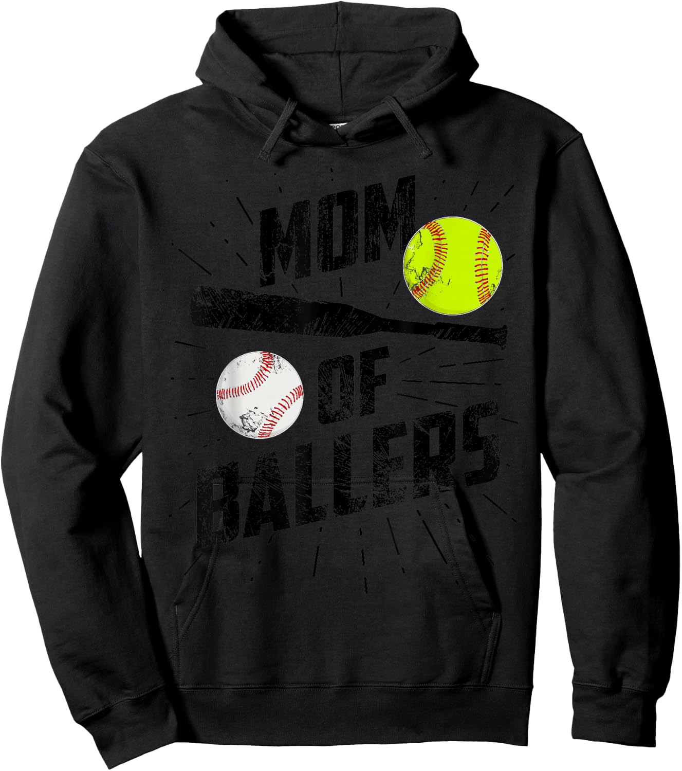 Mom Of Ballers Funny Baseball Softball Game Mothers Day Gift Hoodie - Hoodie | Black