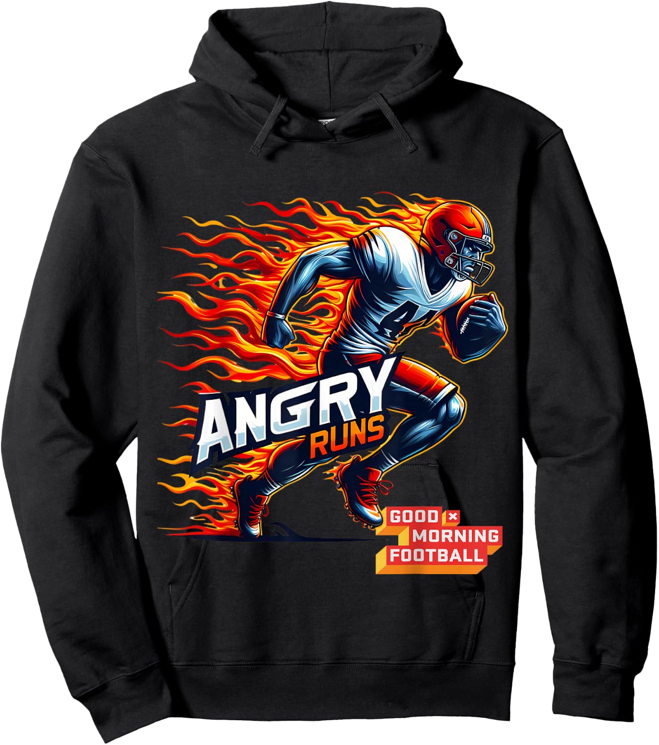 Angry Runs Good Morning Football Sport Lover Vintage Art Hoodie - Hoodie | Black