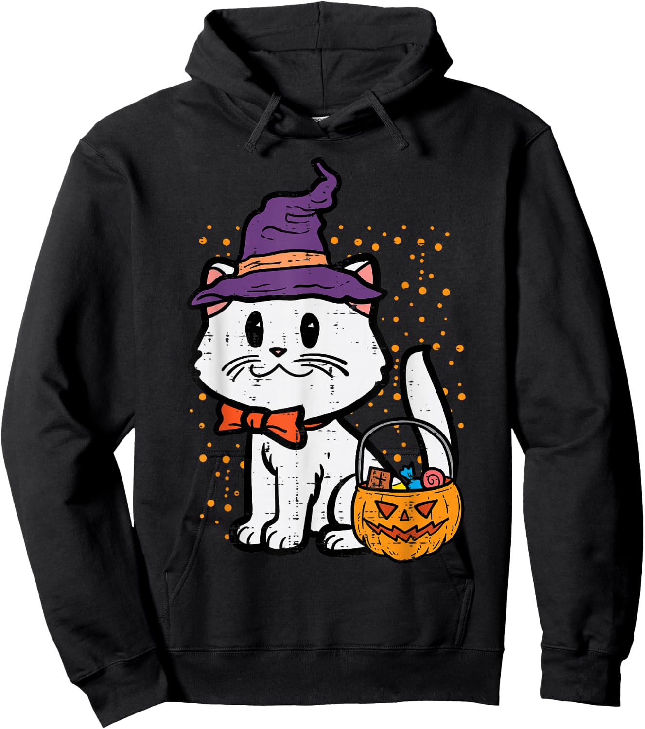 Halloween Witch Cat Trick Or Treat Kitten Costume Girls Kids Hoodie - Hoodie | Black