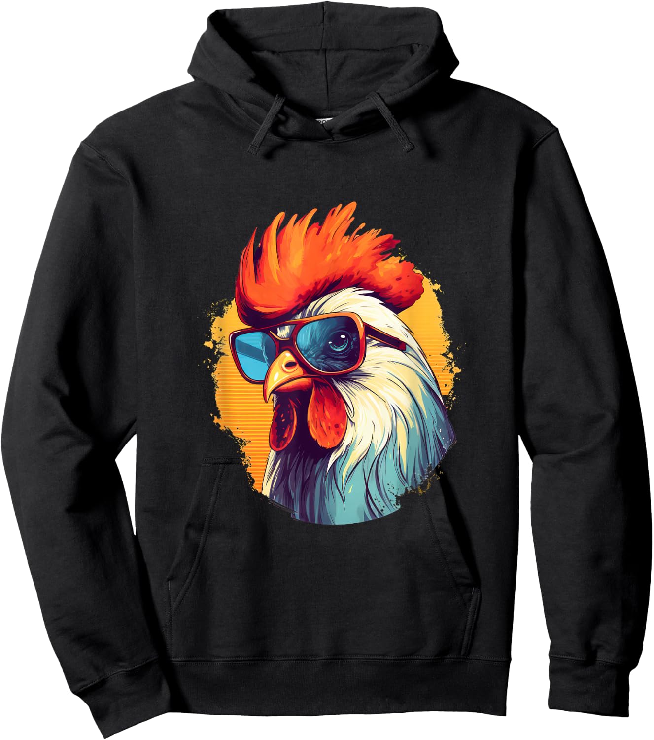 Vintage Rooster Chicken Sunglasses Hoodie - Hoodie | Black