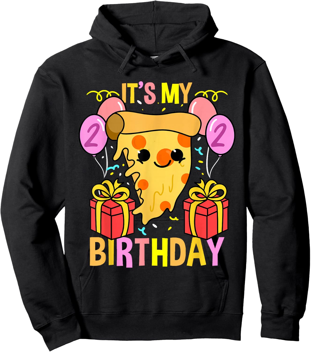 Its My 2nd Birthday Pizza Hoodie - Hoodie | Black