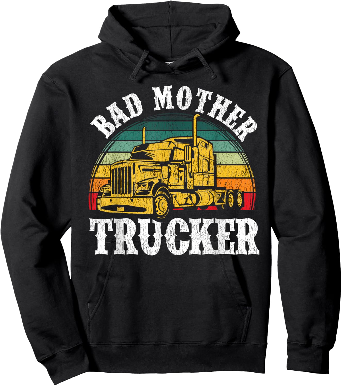 Funny Bad Mother Trucker Gift Women Truck Driver Gag Hoodie - Hoodie | Black
