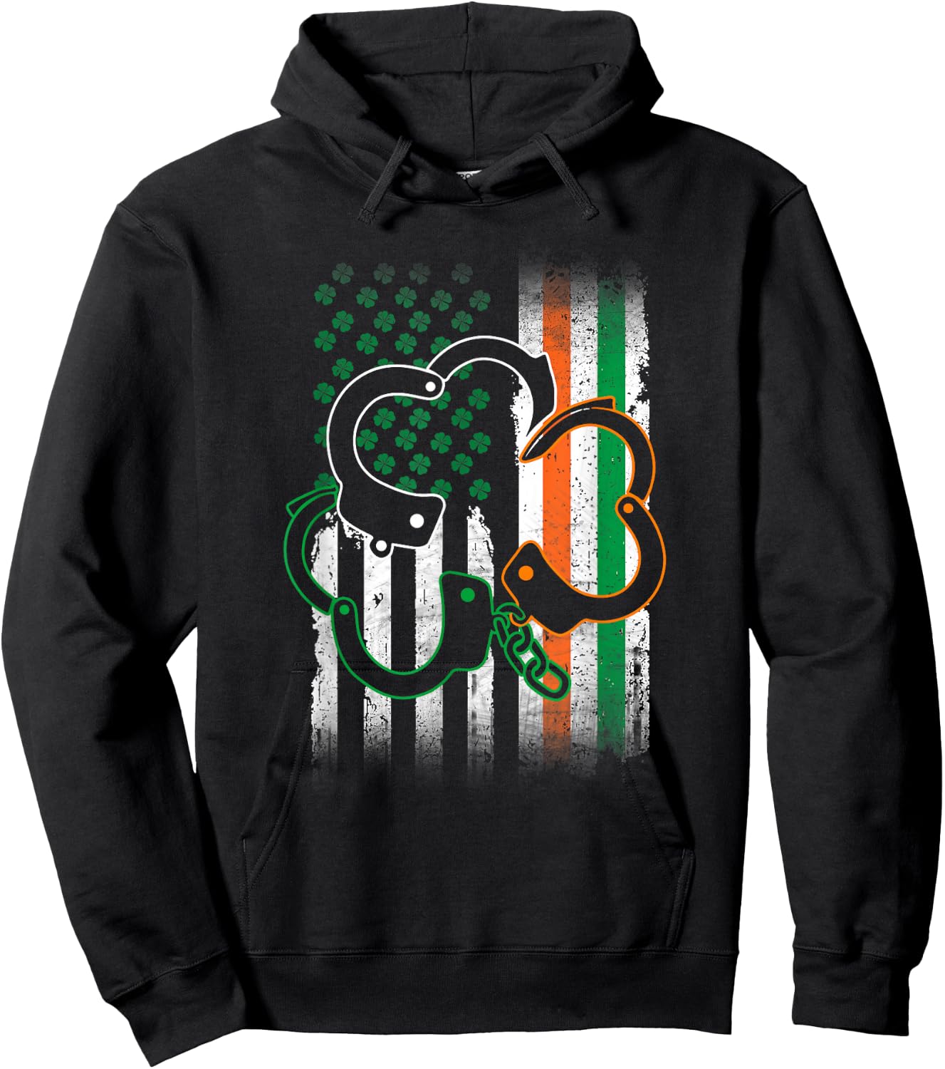 Irish Handcuffs St Patrick's Day Police American Flag Gift Hoodie - Hoodie | Black
