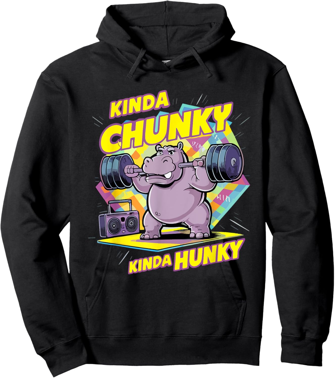 Bodybuilding Gym Kinda Chunky Kinda Hunky Weightlifter Funny Hoodie - Hoodie | Black