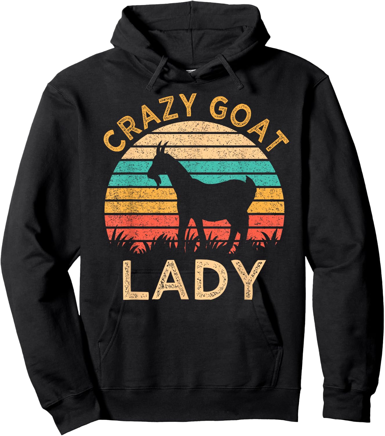 Vintage Crazy Goat Lady Funny Goats lover Farmer Gift Hoodie - Hoodie | Black