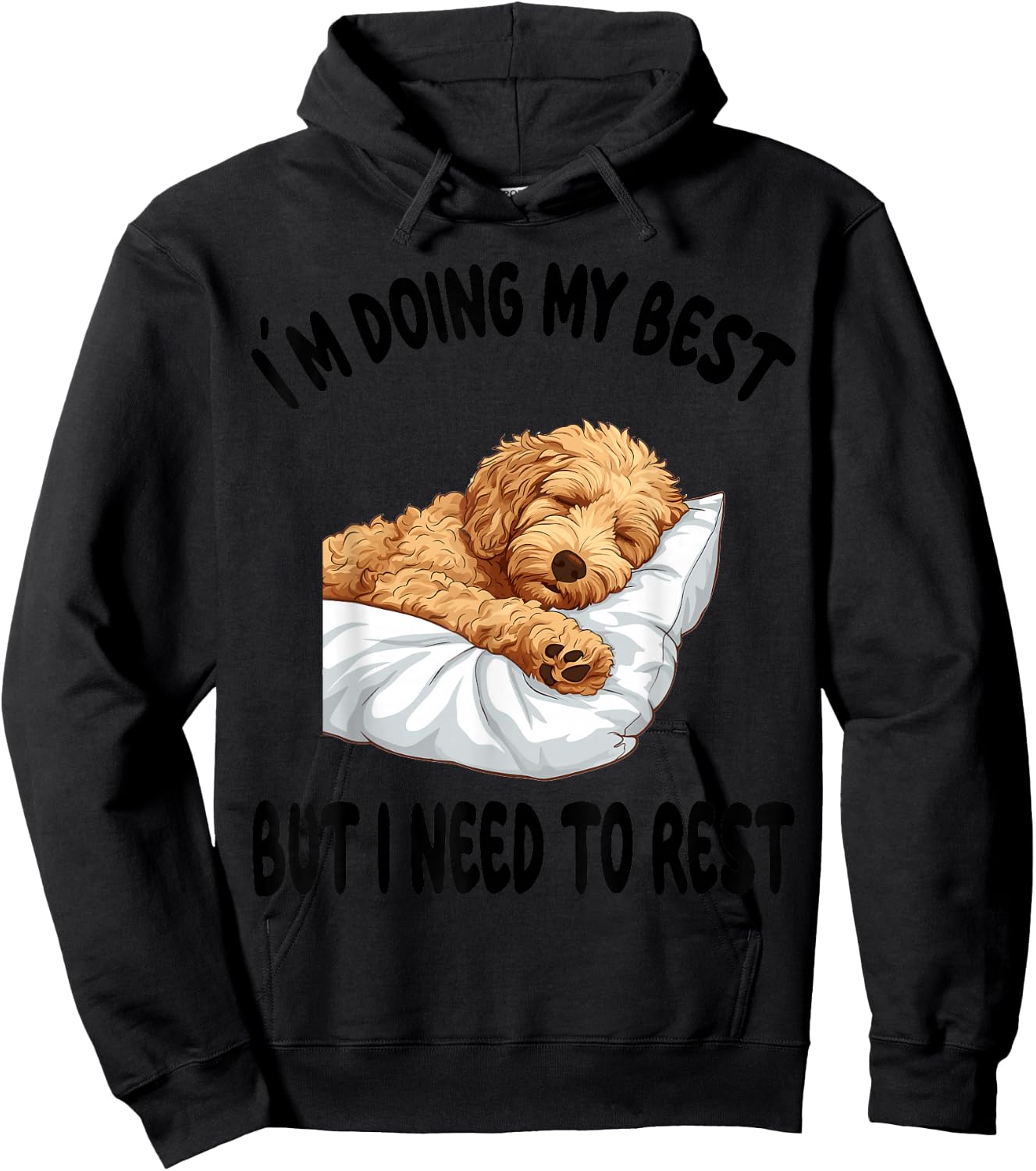 Goldendoodle Dog Pet Pajamas Nightgown Sleeping Napping Hoodie - Hoodie | Black