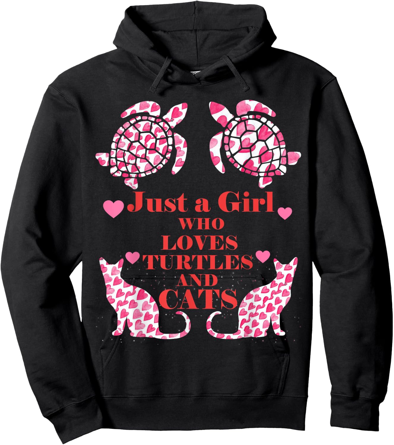 Just A Girl Who Loves Turtles And Cats Funny Gift Hoodie - Hoodie | Black