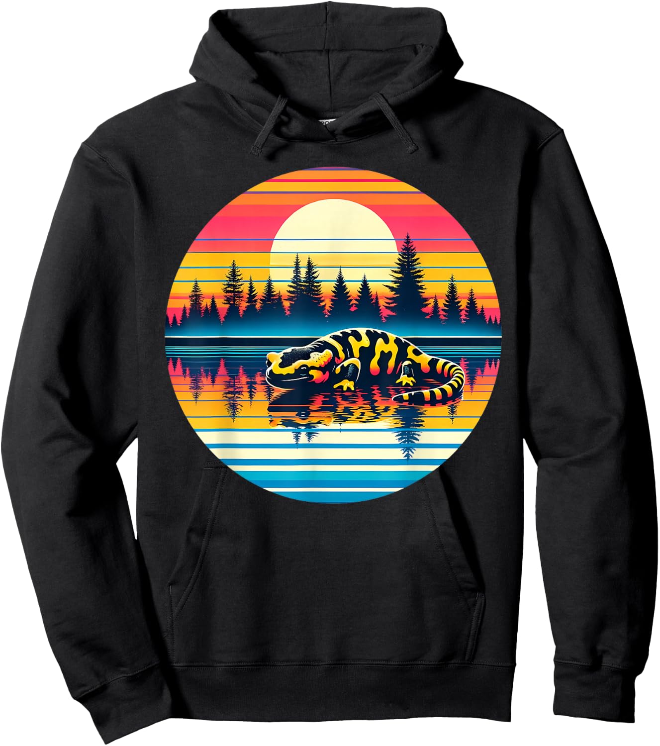 Tiger Salamander Sunset Retro Style Vintage 80s 70s Birthday Hoodie - Hoodie | Black