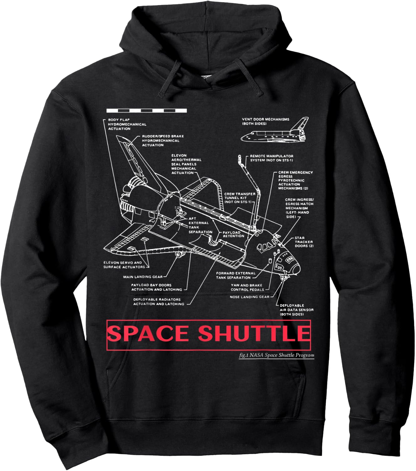 Space Shuttle Discovery Technical Specs Science Hoodie - Hoodie | Black