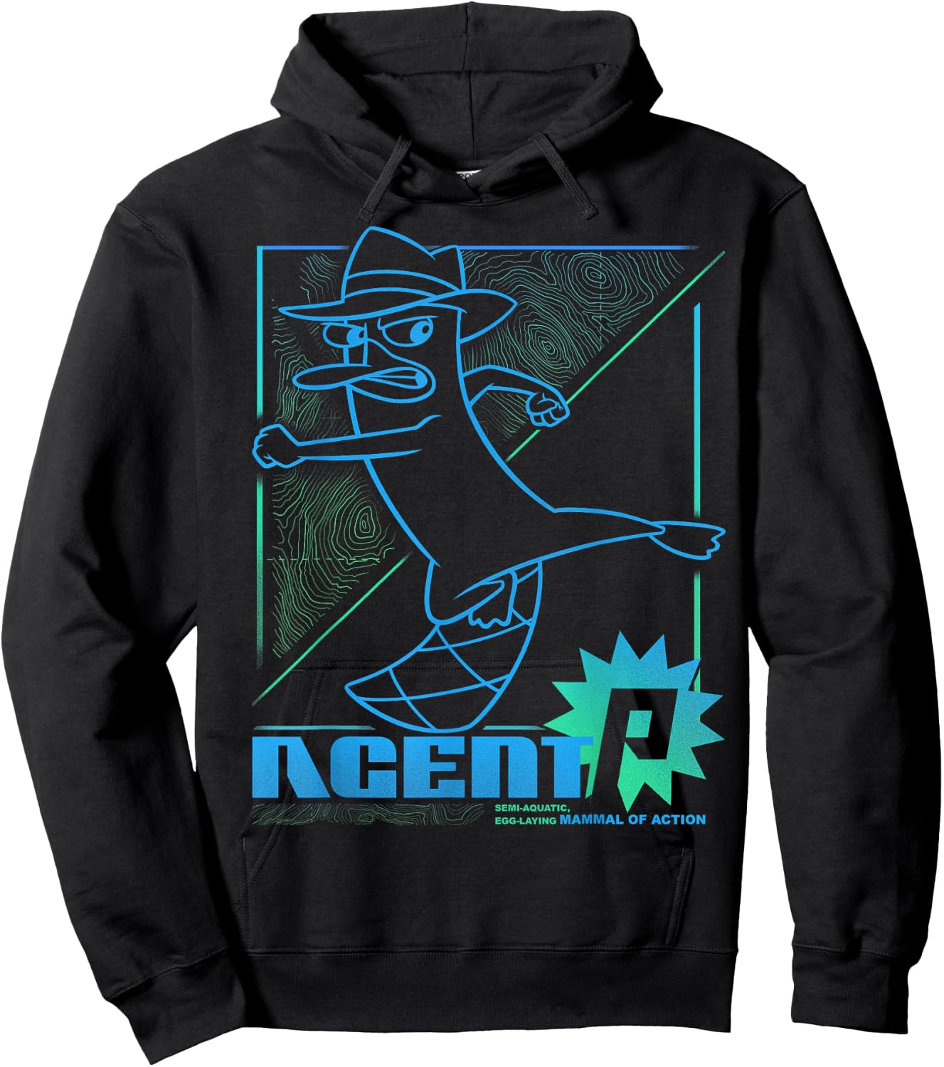 Disney Phineas and Ferb Mammal of Action Line Art Hoodie - Hoodie | Black