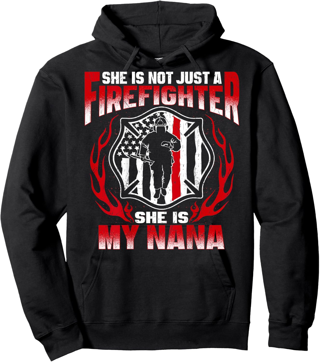 My Nana Is A Firefighter Hero Fire Granddaughter Grandson Hoodie - Hoodie | Black