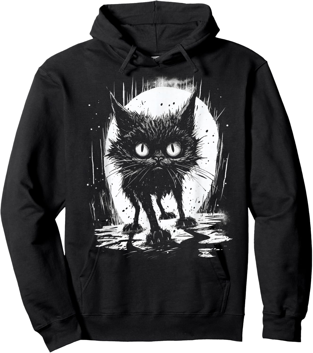 Cute Black Cat Stalks The Night Hoodie - Hoodie | Black