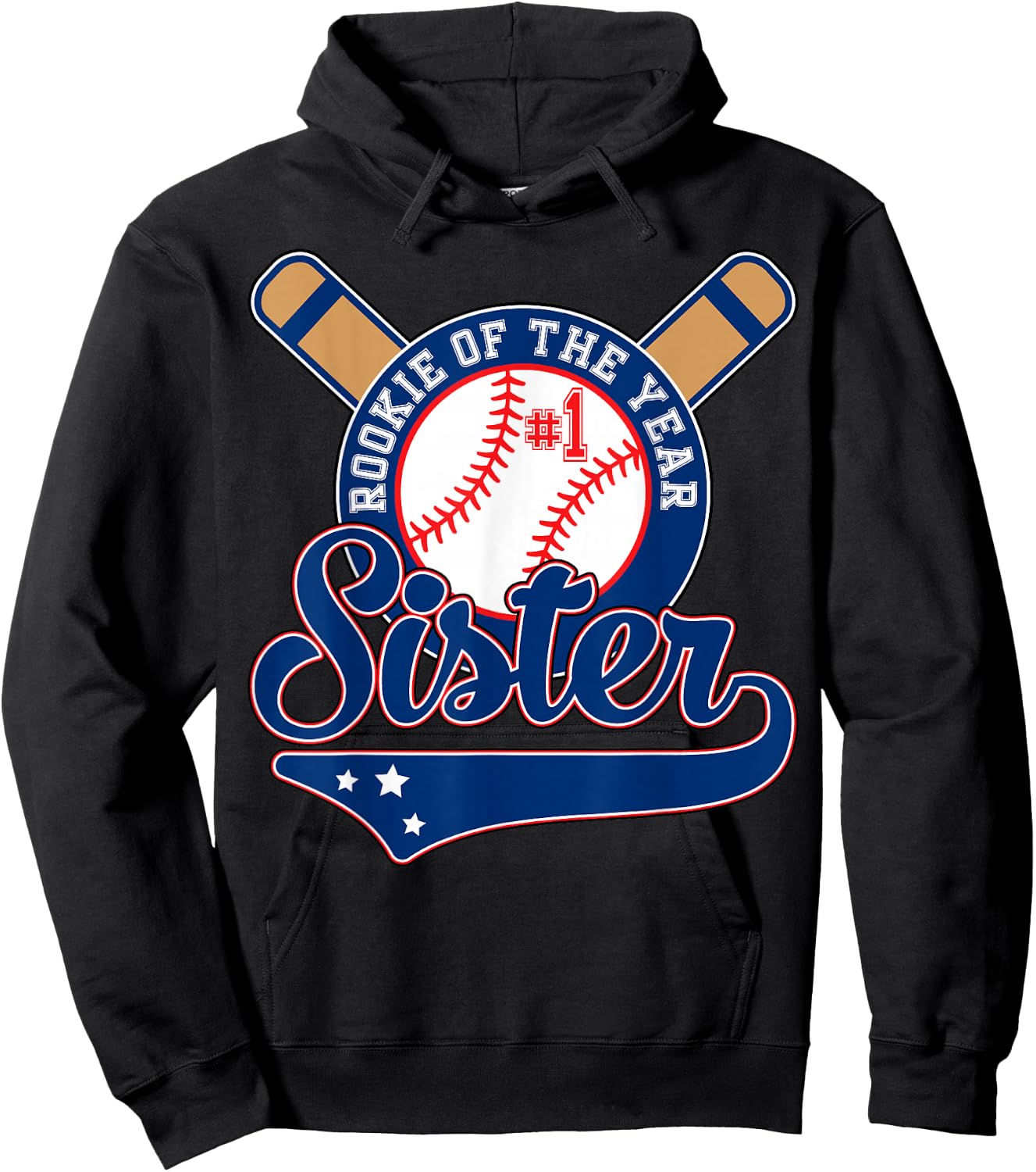 Sister of Rookie 1st Birthday Baseball Theme Matching Party Hoodie - Hoodie | Black