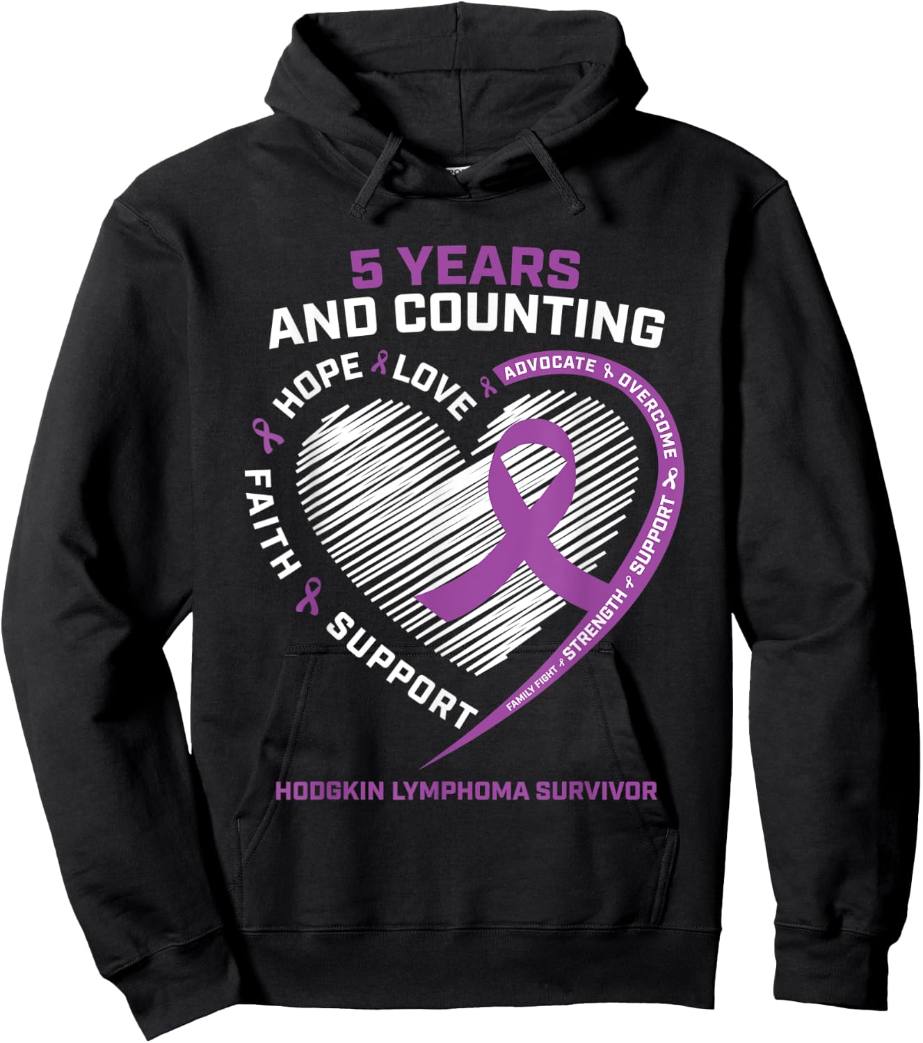 5 Years Cancer Free Gifts Women Hodgkin's Lymphoma Survivor Hoodie - Hoodie | Black