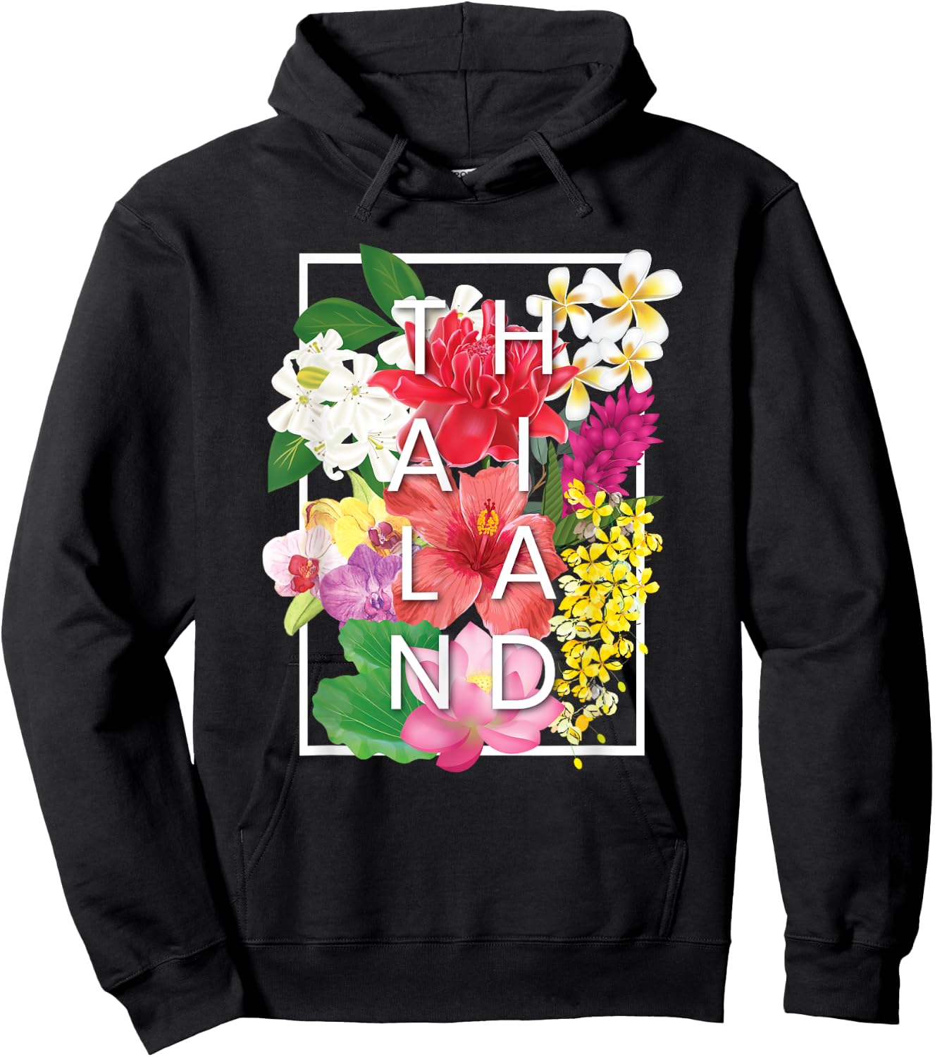 Flowers of Thailand Word Art - Thai Pride Hoodie - Hoodie | Black