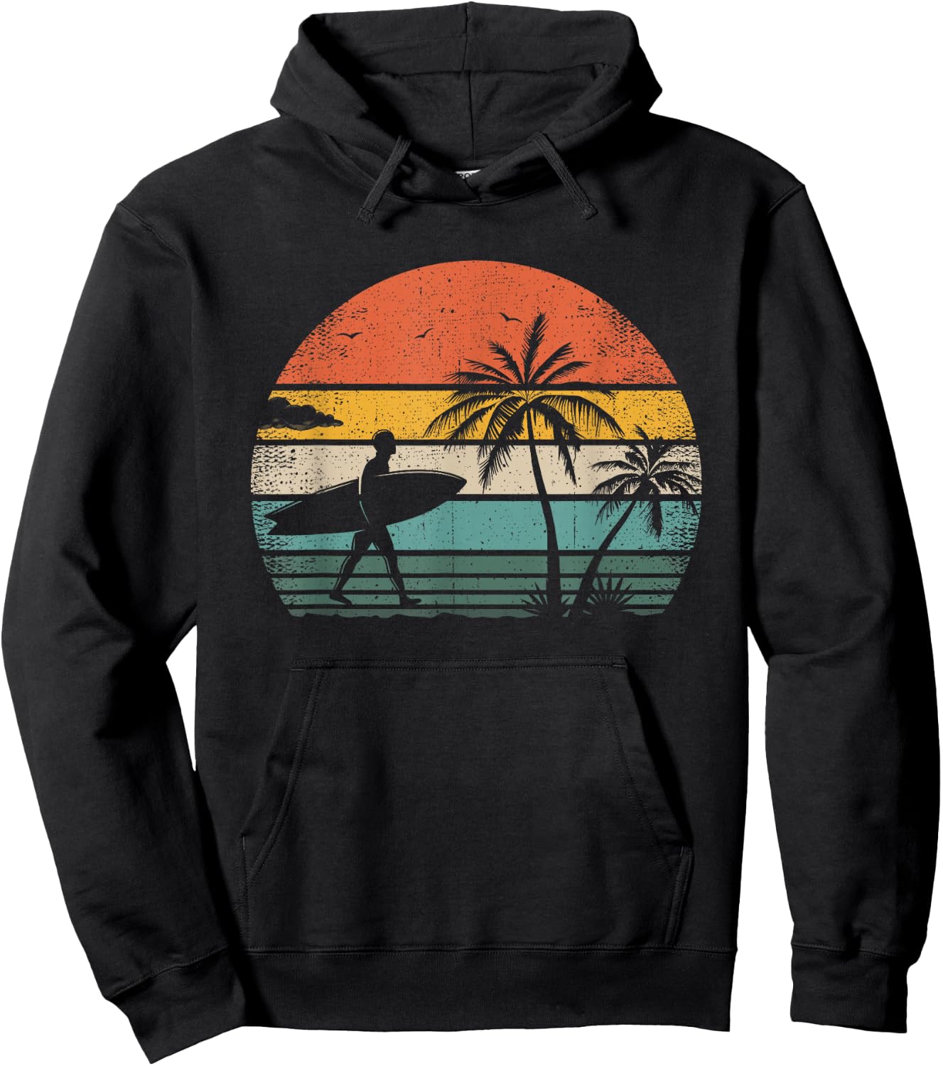 Vintage Surfing Retro Surf Style Palm Tree For Surfers Hoodie - Hoodie | Black