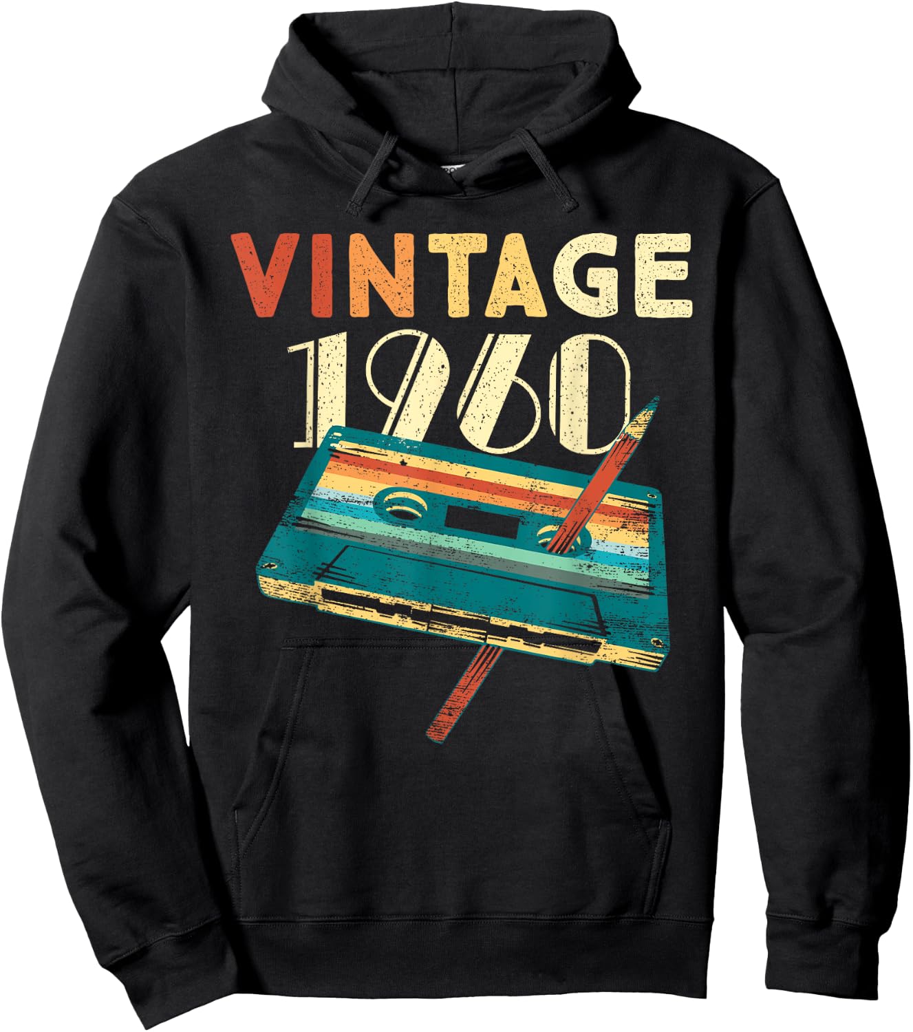 65 Years Old Gifts Vintage 1960 Music Cassette 65th Birthday Hoodie - Hoodie | Black