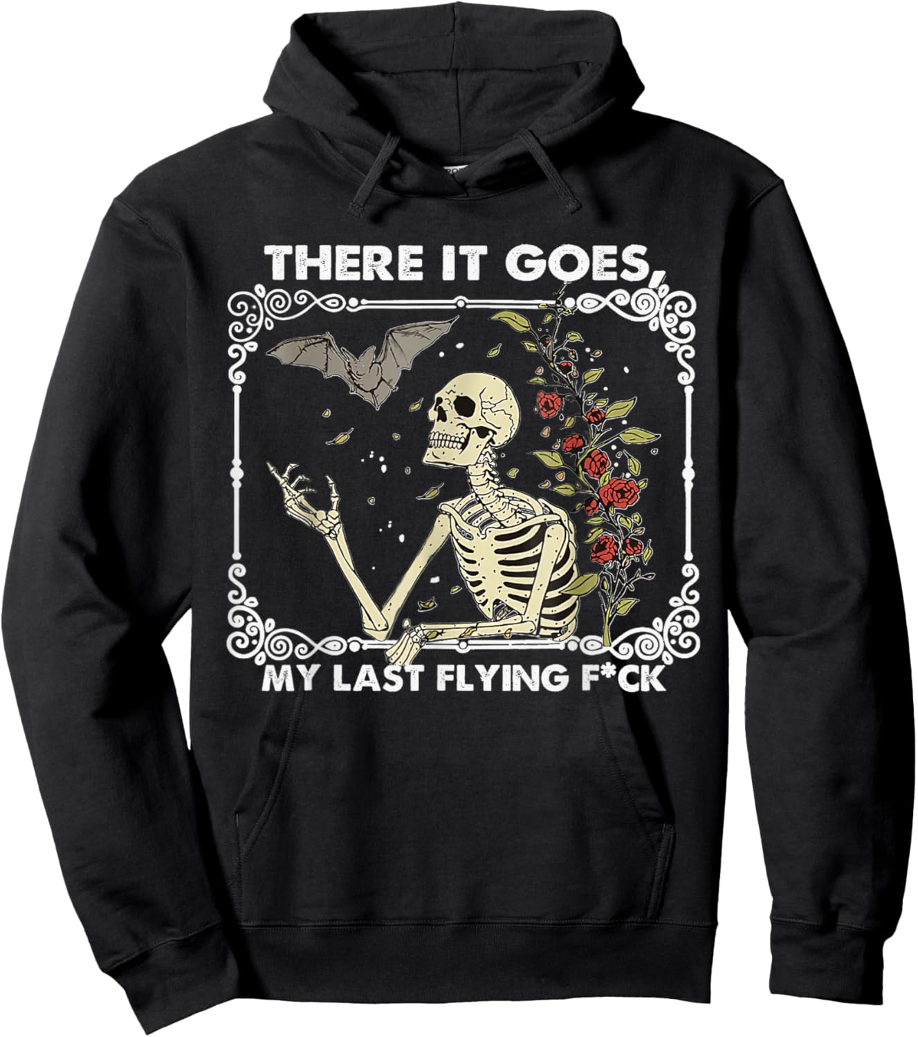 There it Goes My Last Flying F Funny Halloween Skeleton Hoodie - Hoodie | Black