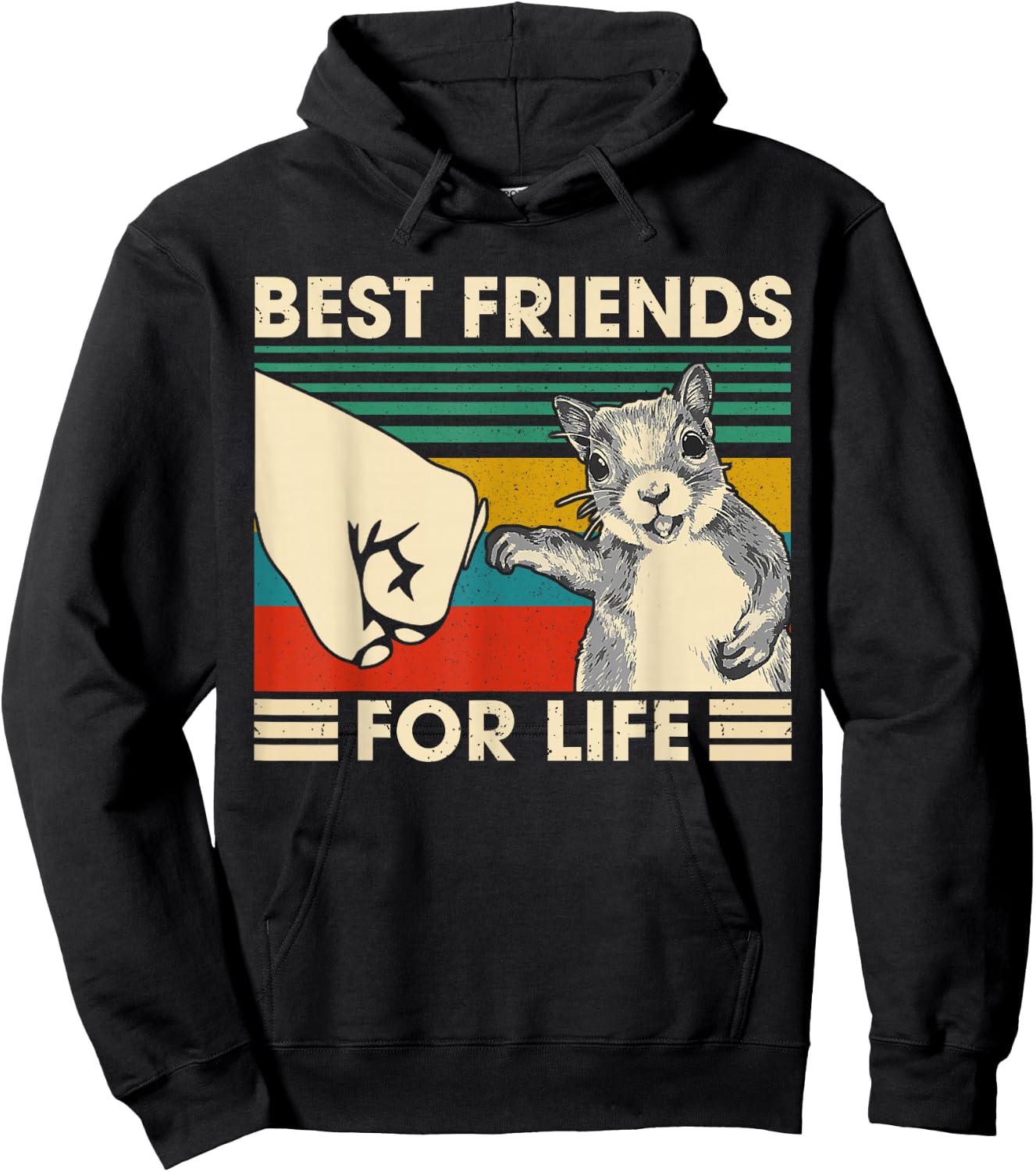 Retro Vintage Squirrel Best Friend for Life Fist Bump Small Hoodie - Hoodie | Black