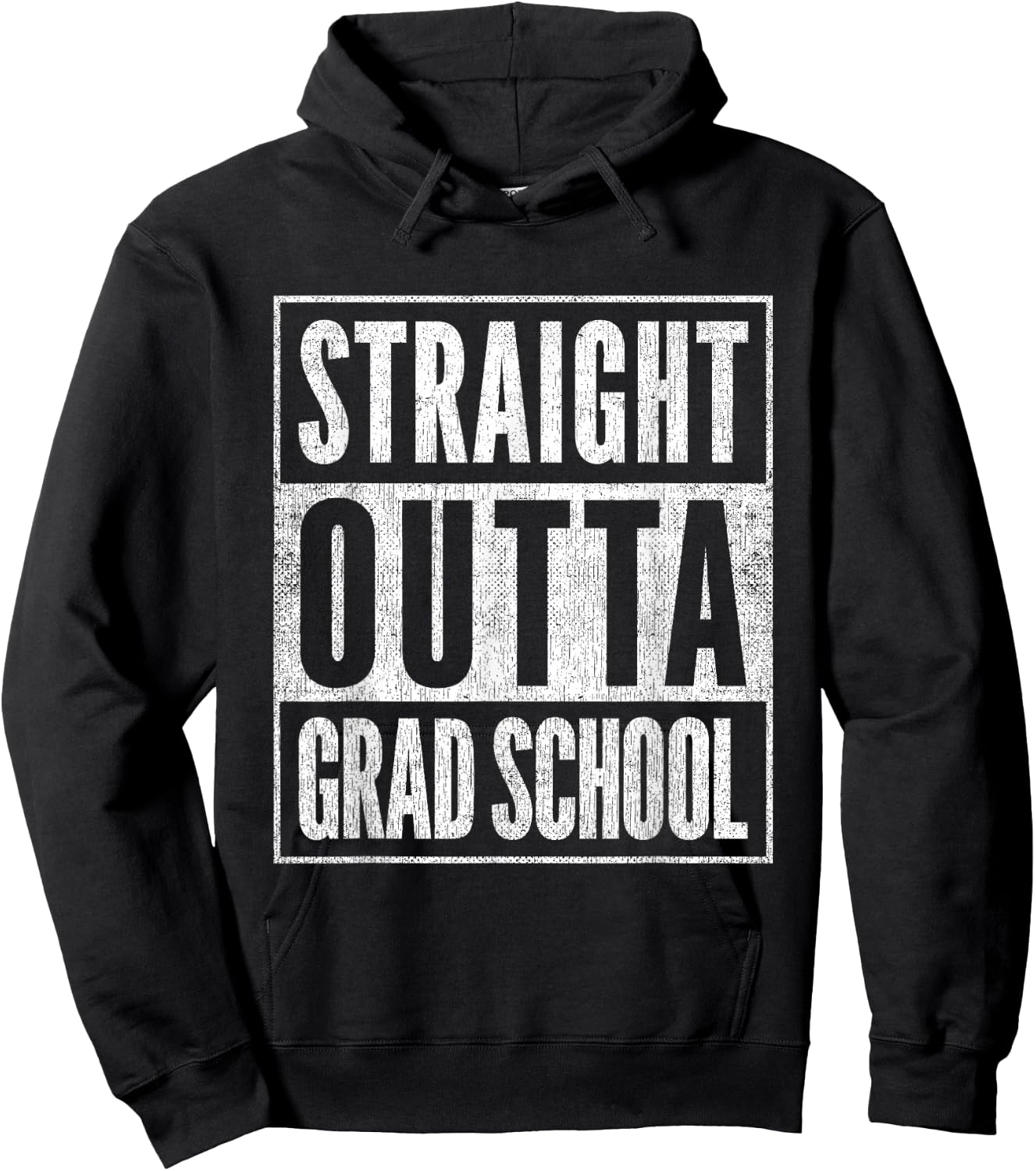Vintage Academic Graduate Gift Straight Outta Grad School Hoodie - Hoodie | Black