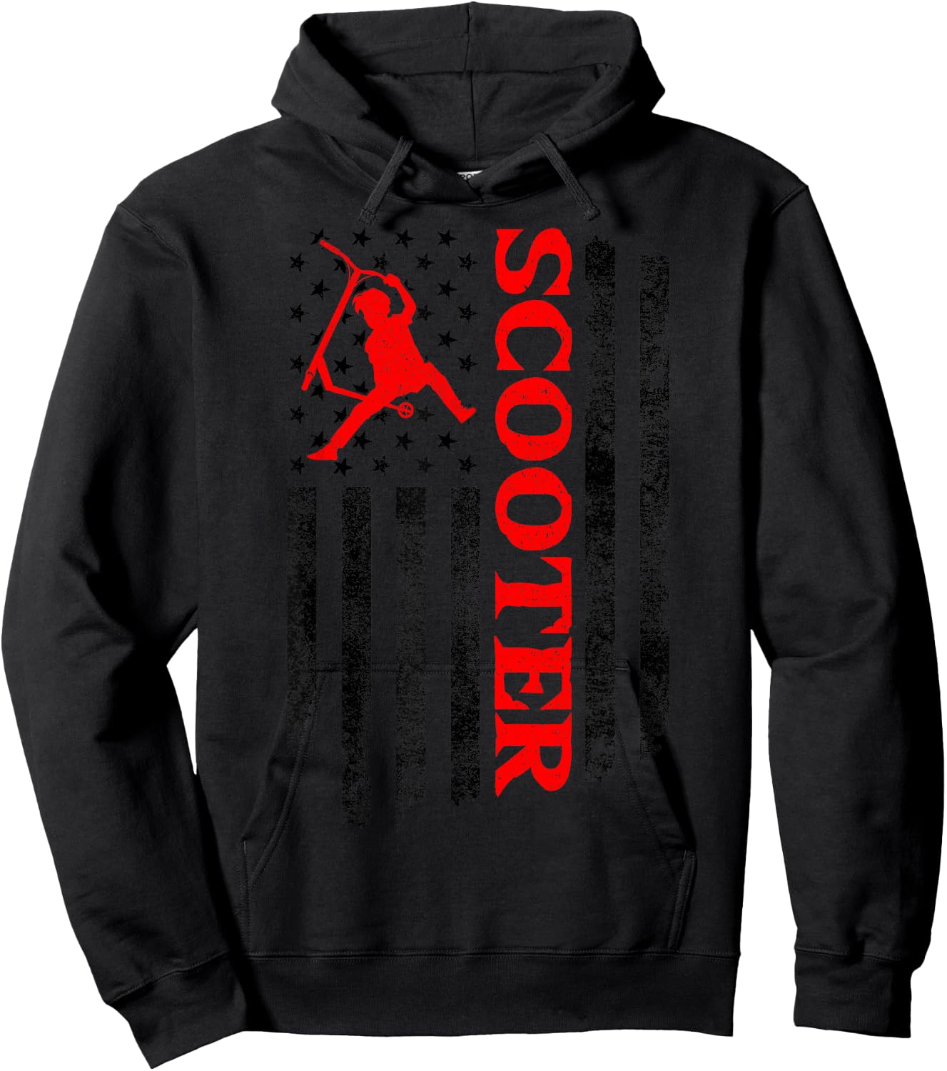 Scooter Stunt US Flag Retro Style Scooter Gifts Hoodie - Hoodie | Black
