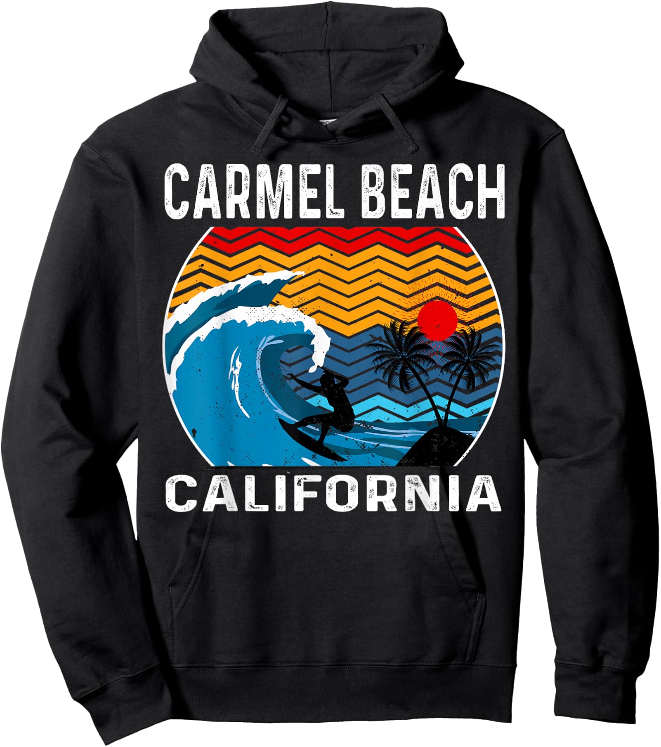 Carmel Beach California Surfboard Surfing Hoodie - Hoodie | Black
