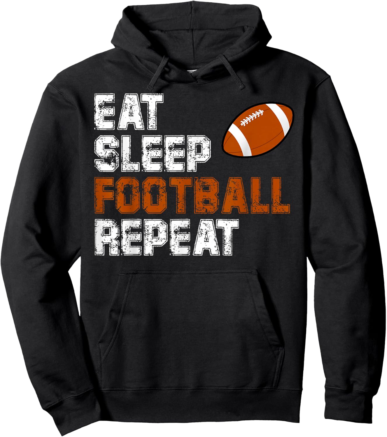 Eat Sleep Football Repeat Vintage Love Football Hoodie - Hoodie | Black