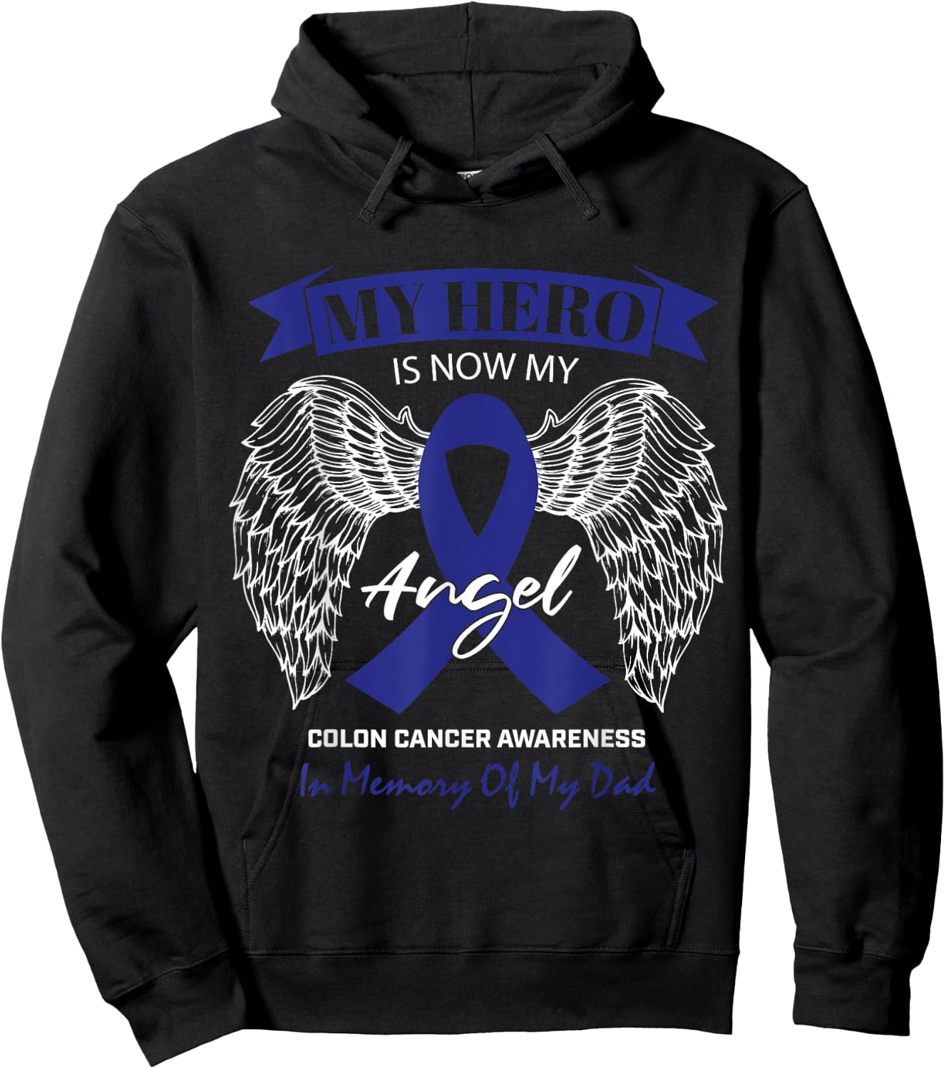 Products Angel In Memory Of My Dad Colon Cancer Awareness Hoodie - Hoodie | Black