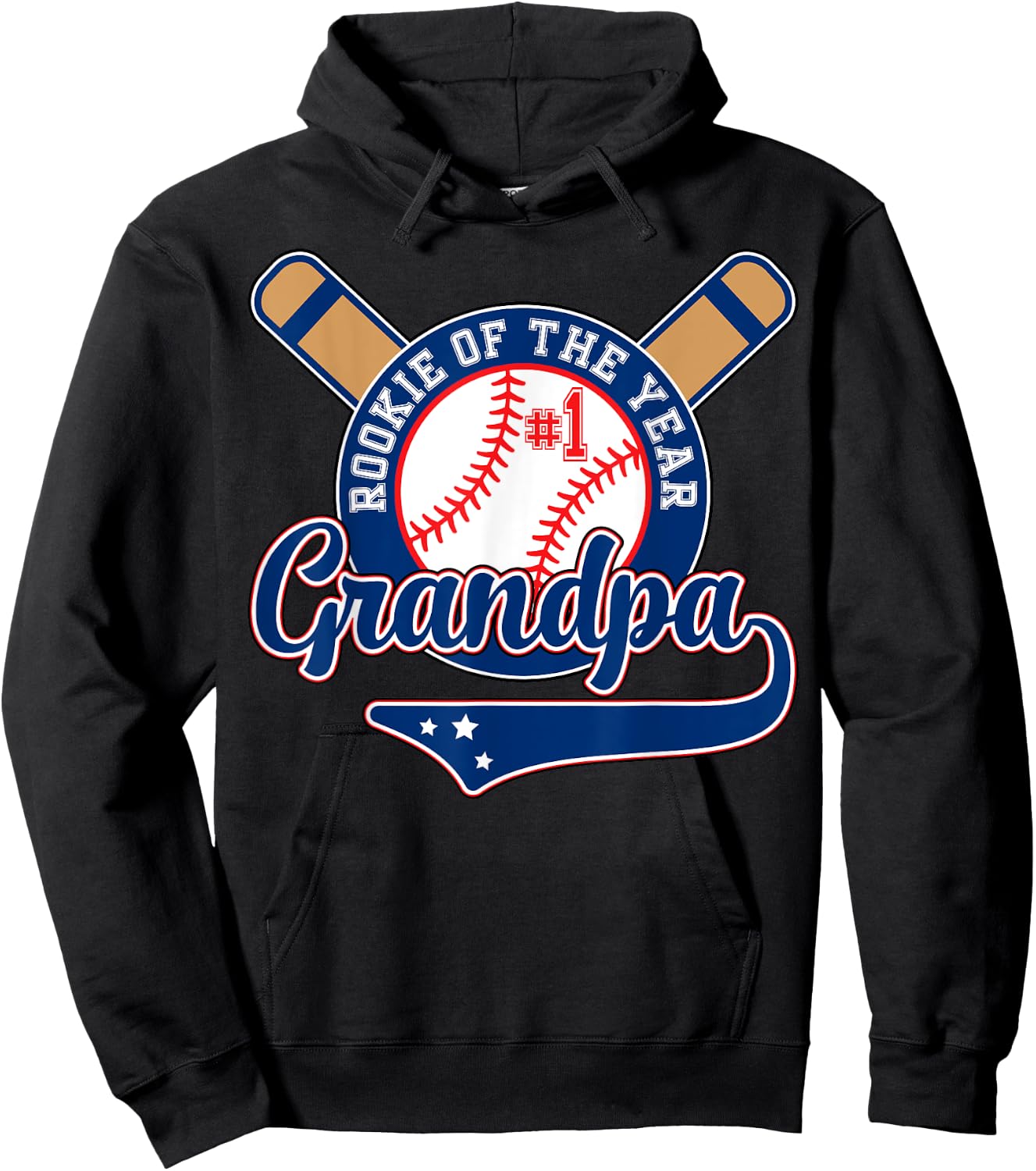 Grandpa Rookie of Year 1st Birthday Baseball Theme Matching Hoodie - Hoodie | Black