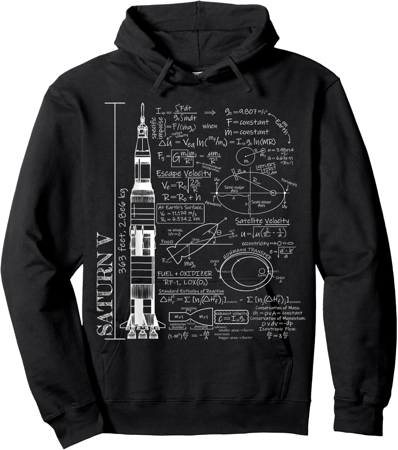 Saturn V Saturn 5 Rocket Science Equations Hoodie - Hoodie | Black
