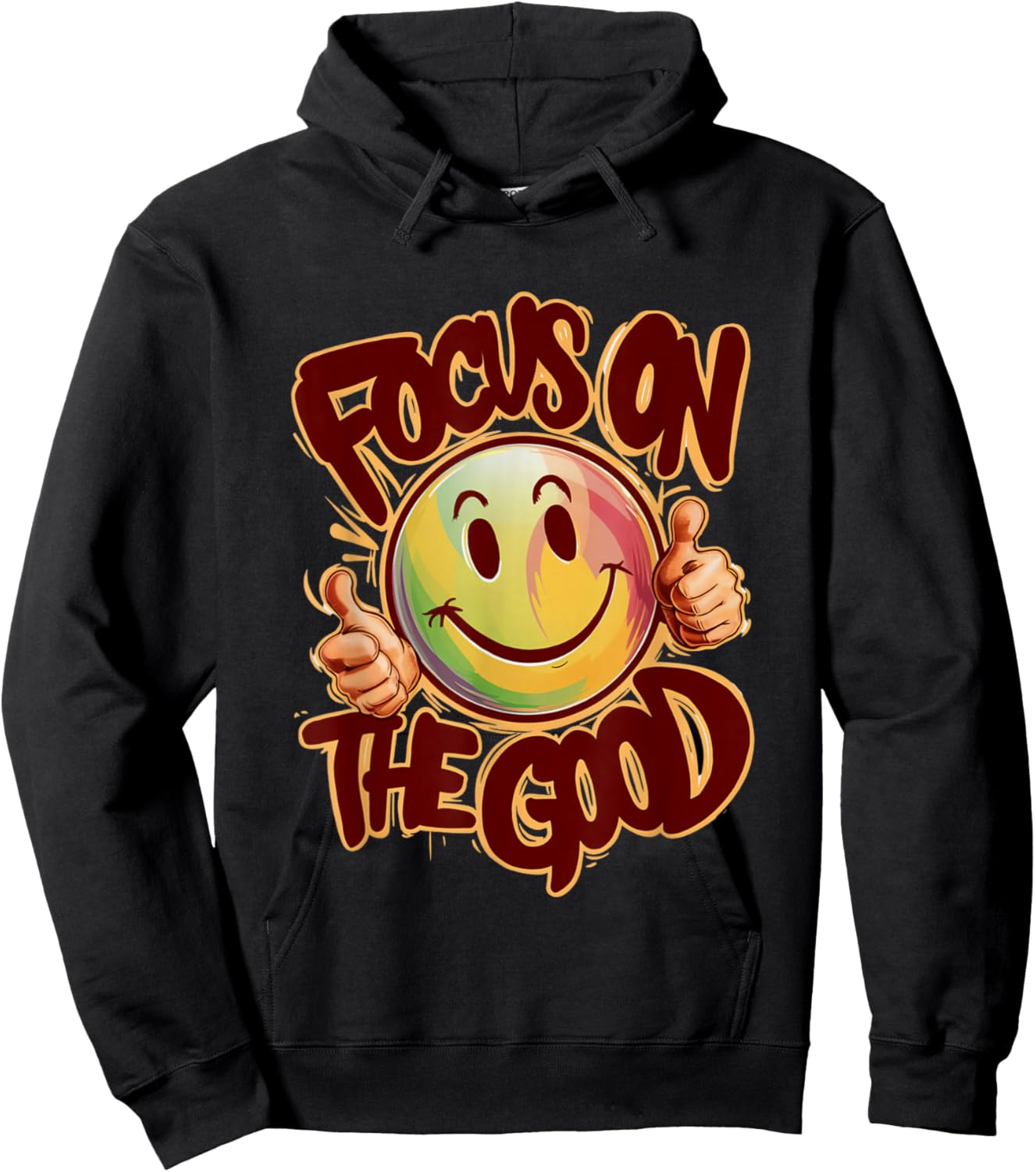 Focus on the Good Positive Message of a Inspirational smile Hoodie - Hoodie | Black