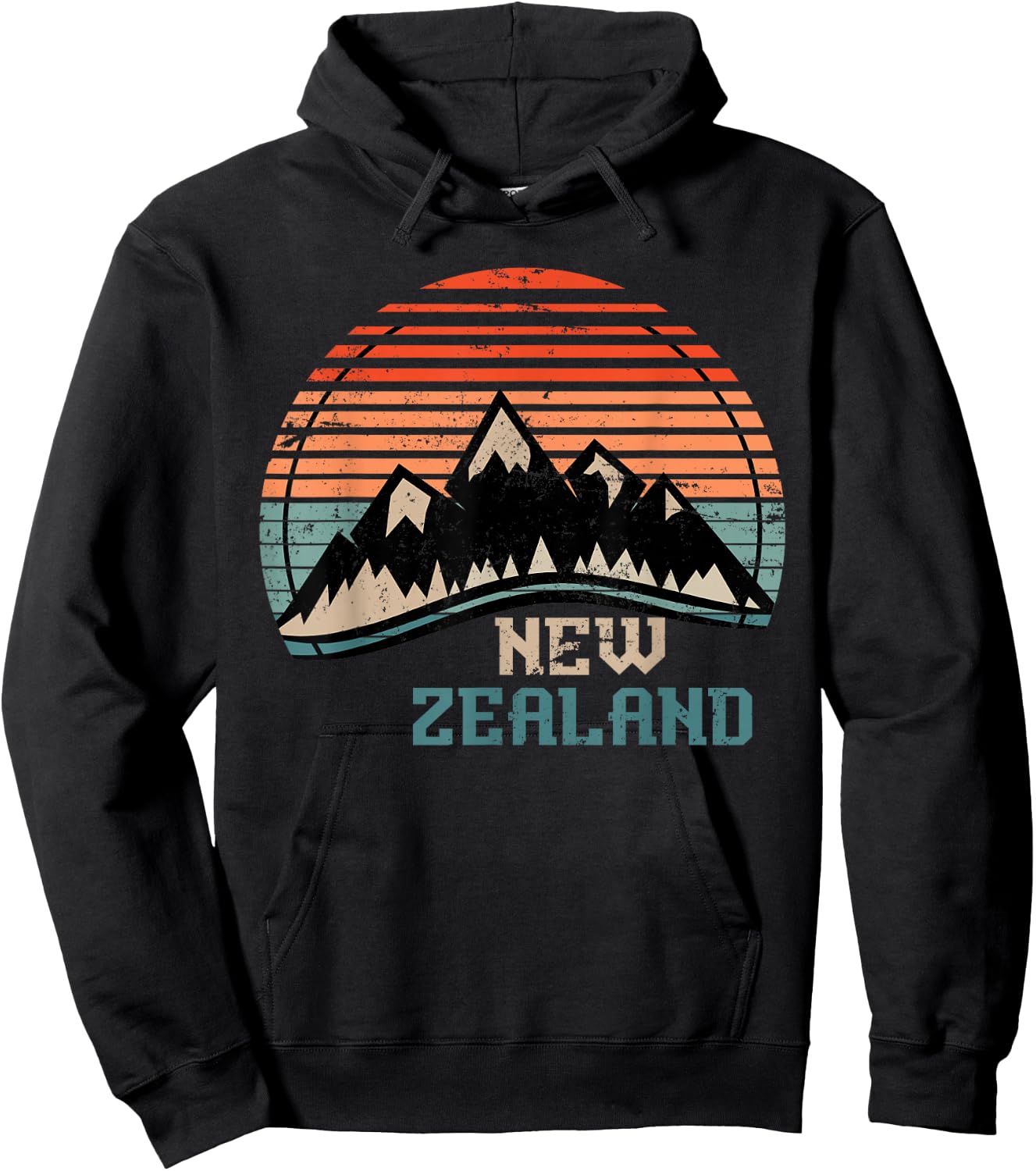 Retro Mountains New Zealand Hoodie - Hoodie | Black