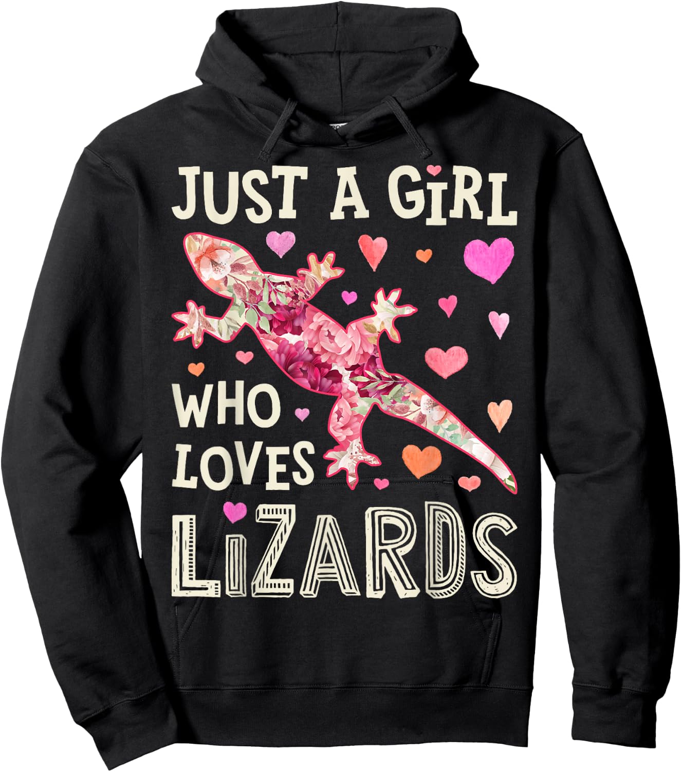 Lizard Just A Girl Who Loves Lizards Flower Women Floral Hoodie - Hoodie | Black