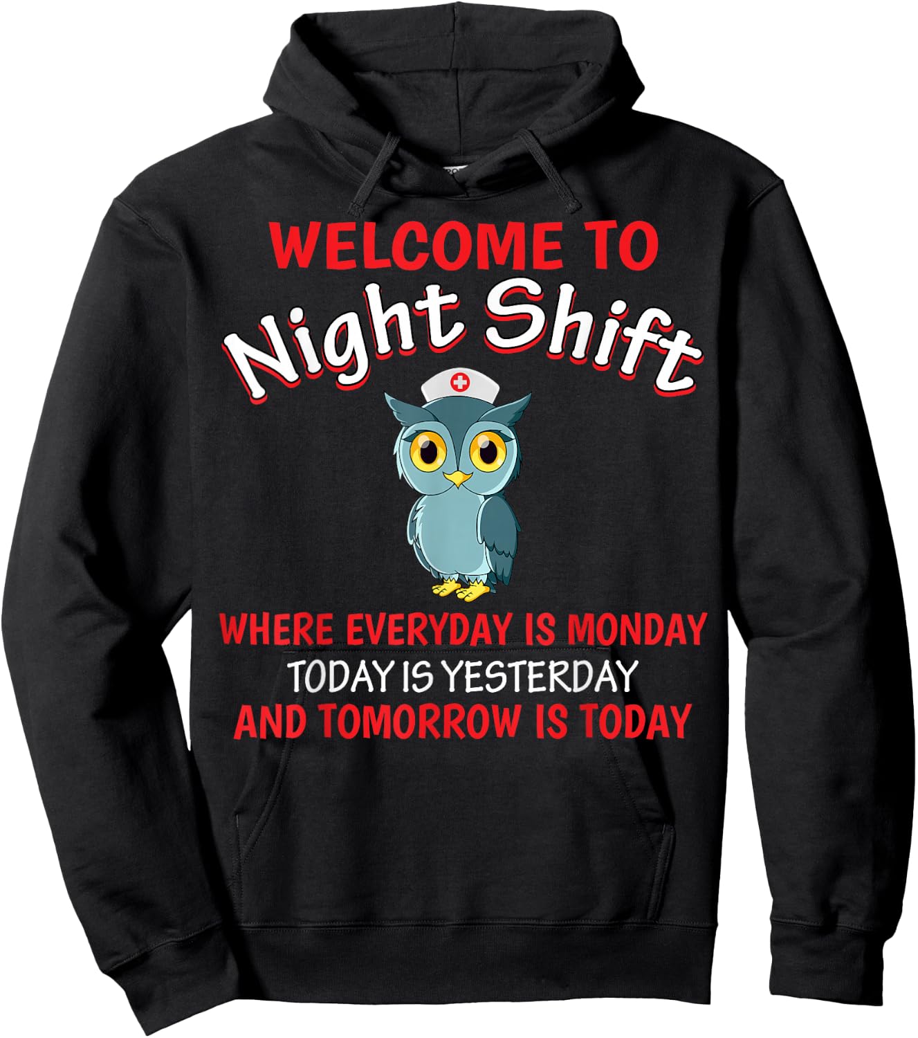 Night Shift Nurse Owls Funny Nursing RN LPN CNA Women Hoodie - Hoodie | Black
