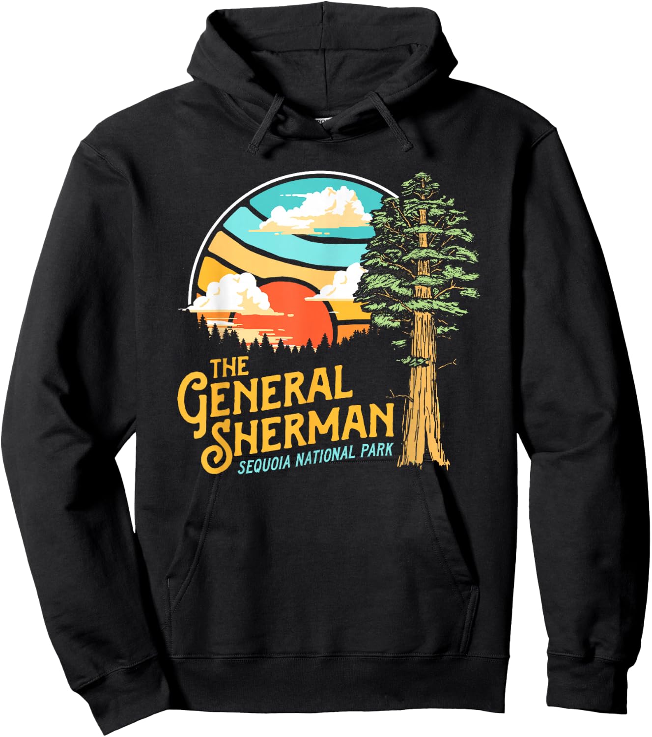Vintage General Sherman Sequoia National Park Retro Graphic Hoodie - Hoodie | Black