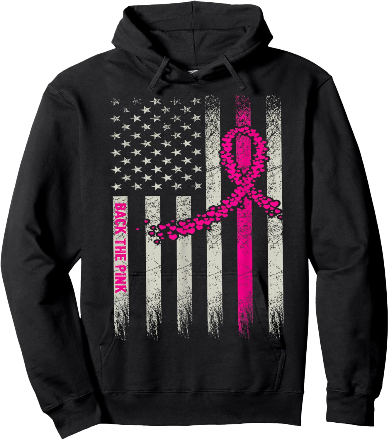 Back The Pink Breast Cancer Awareness Flag Toddler Women Men Hoodie - Hoodie | Black