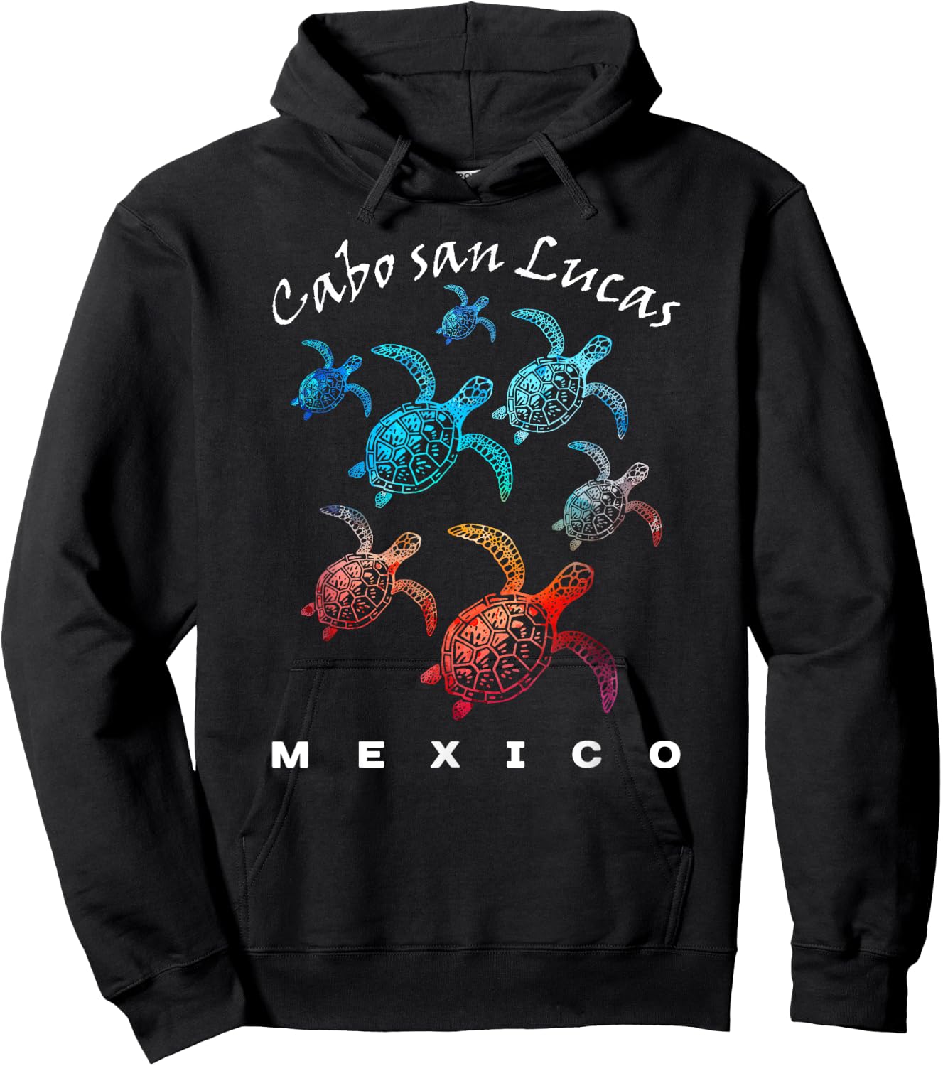 Cabo San Lucas Mexico Beach Vacation Trip Sea Turtle Graphic Women Kids Hoodie - Hoodie | Black