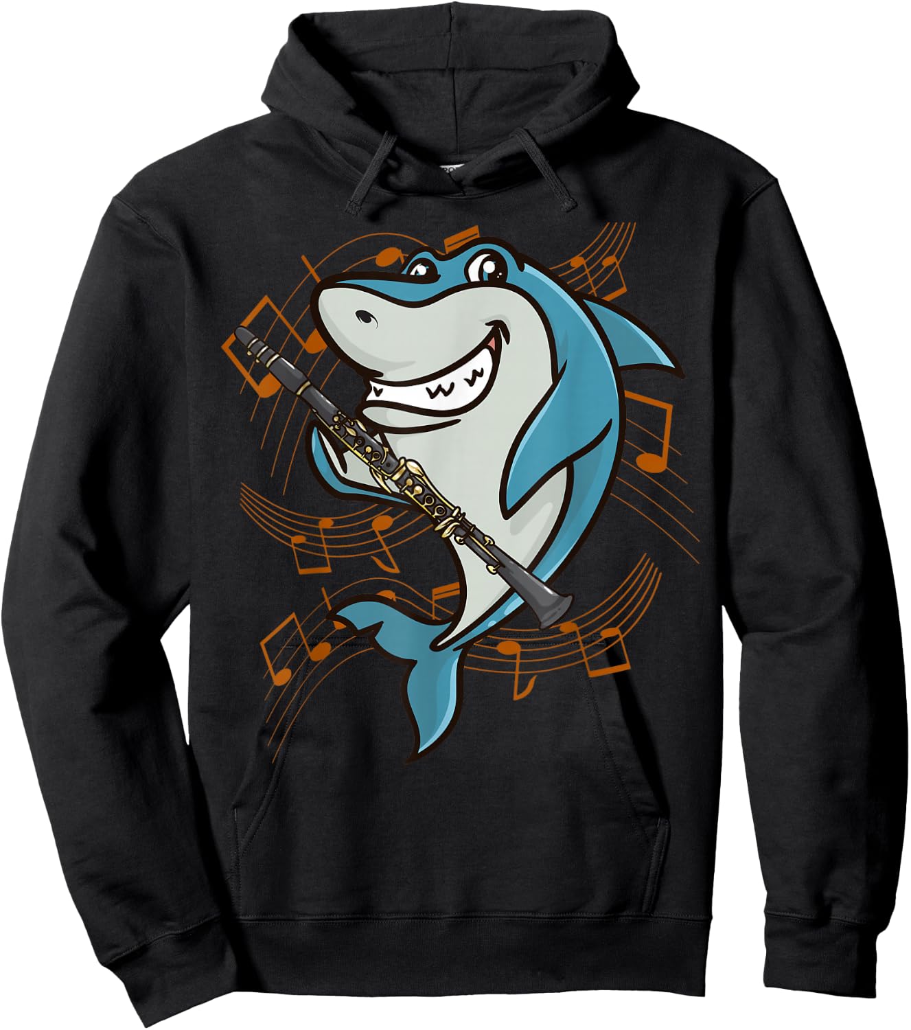 Shark Clarinet Player Play Clarinet In Band Hoodie - Hoodie | Black
