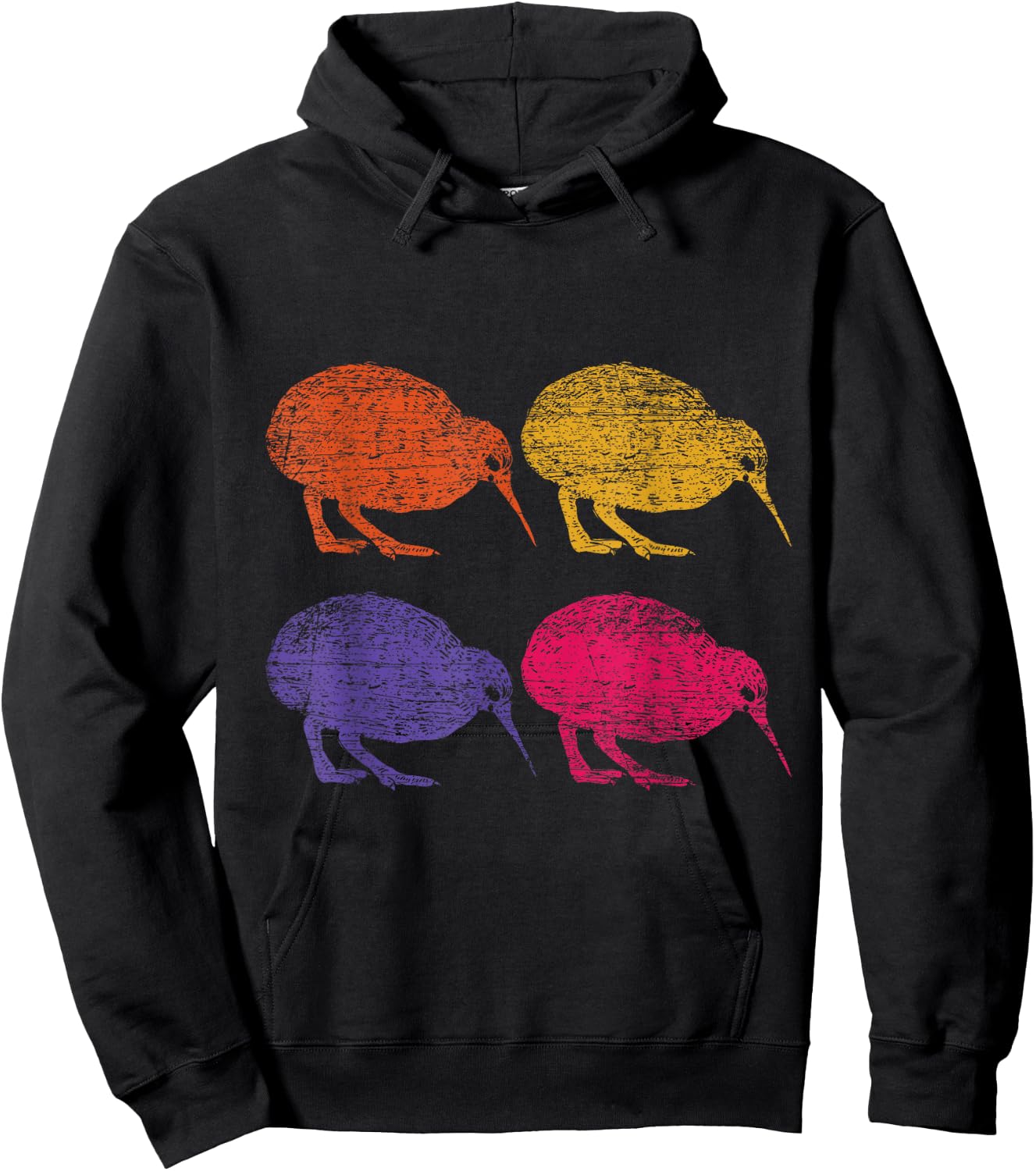 Cute Bird Retro Kiwi NZ New Zealand Hoodie - Hoodie | Black