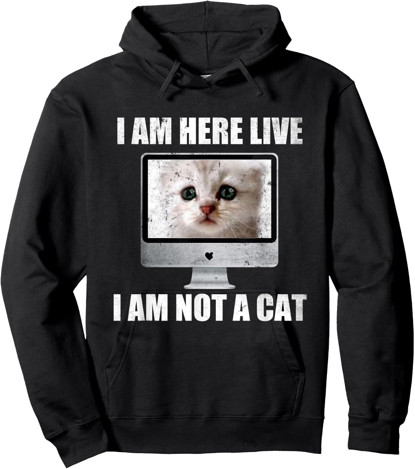 I Am Here Live I Am Not A Cat Funny Lawyer Cat Meme Hoodie - Hoodie | Black