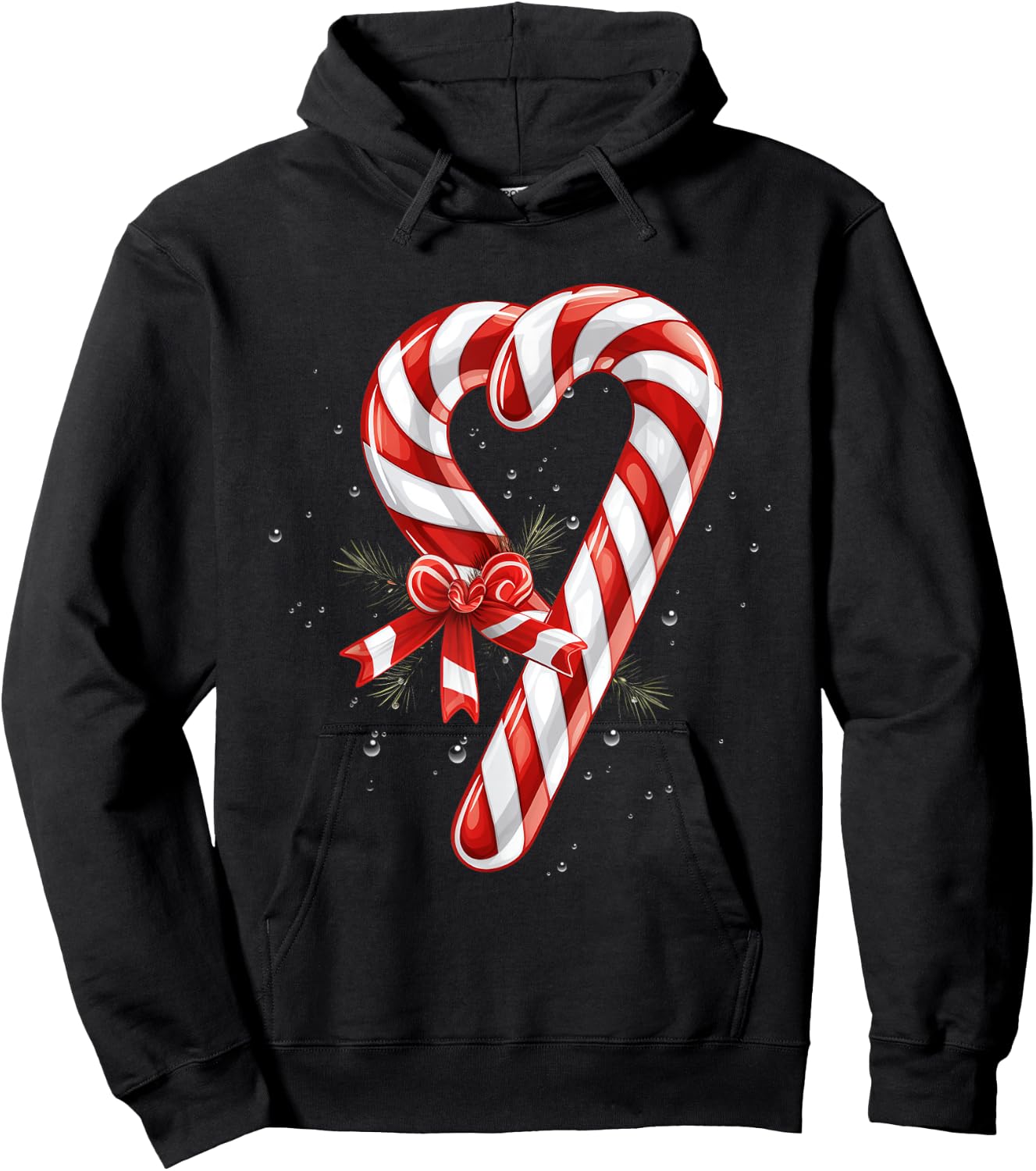 Giant Candy Cane Heart Christmas Gifts Red and White Candy Hoodie - Hoodie | Black