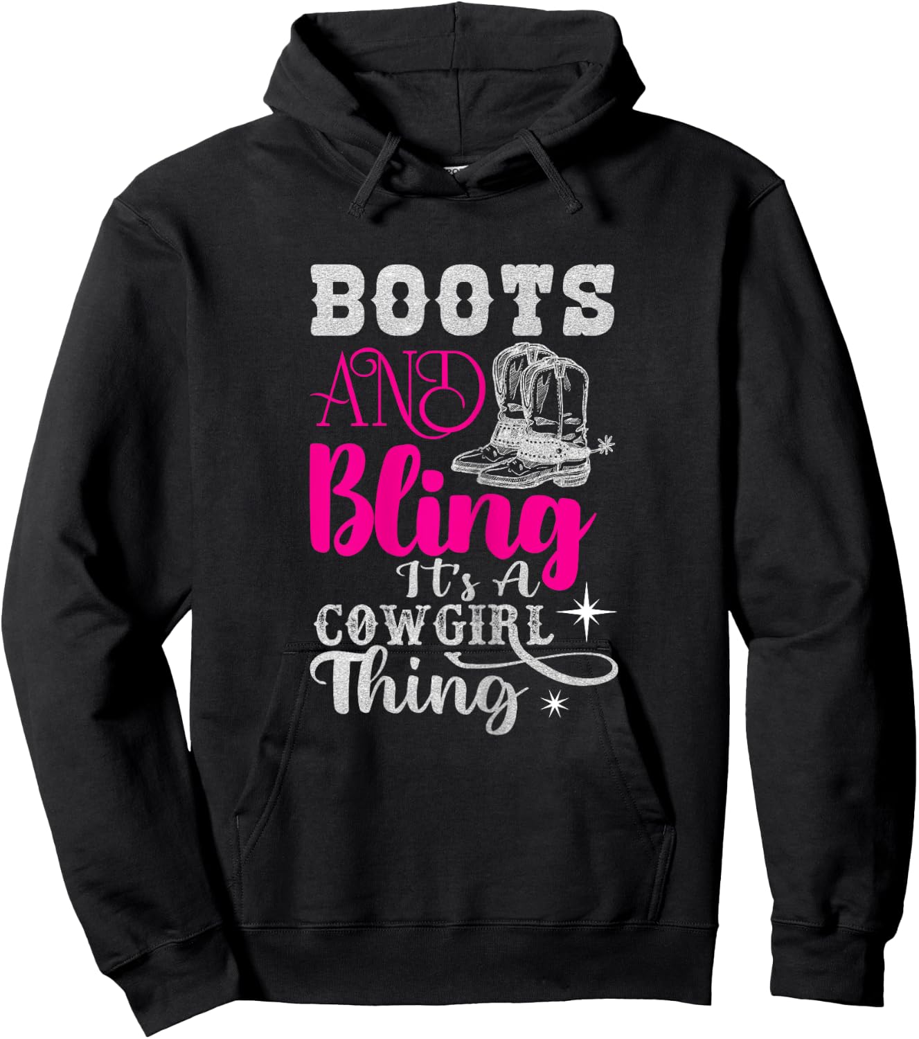 boots & bling it's a cowgirl thing Western Hoodie - Hoodie | Black